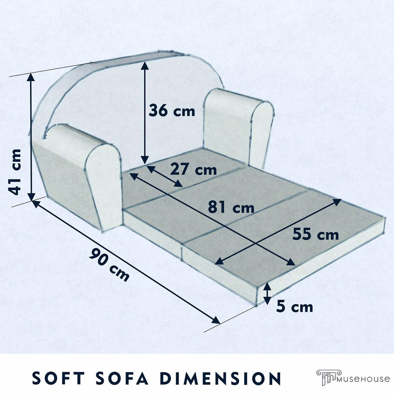 Sofa dla dzieci | Sofa dla dzieci | Składana sofa 2 w 1 i łóżko | 0-4 lata | (BUTTERFLY-MHS131)