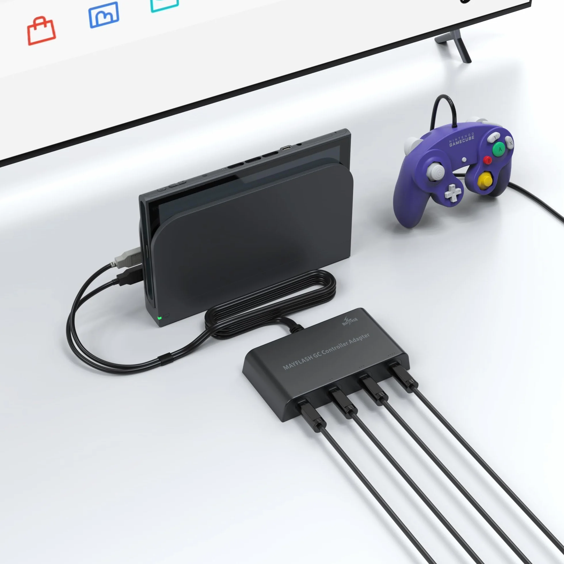 Gamecube adapter kontrolera do Nintendo Wii U i PC USB z 4 gniazdami