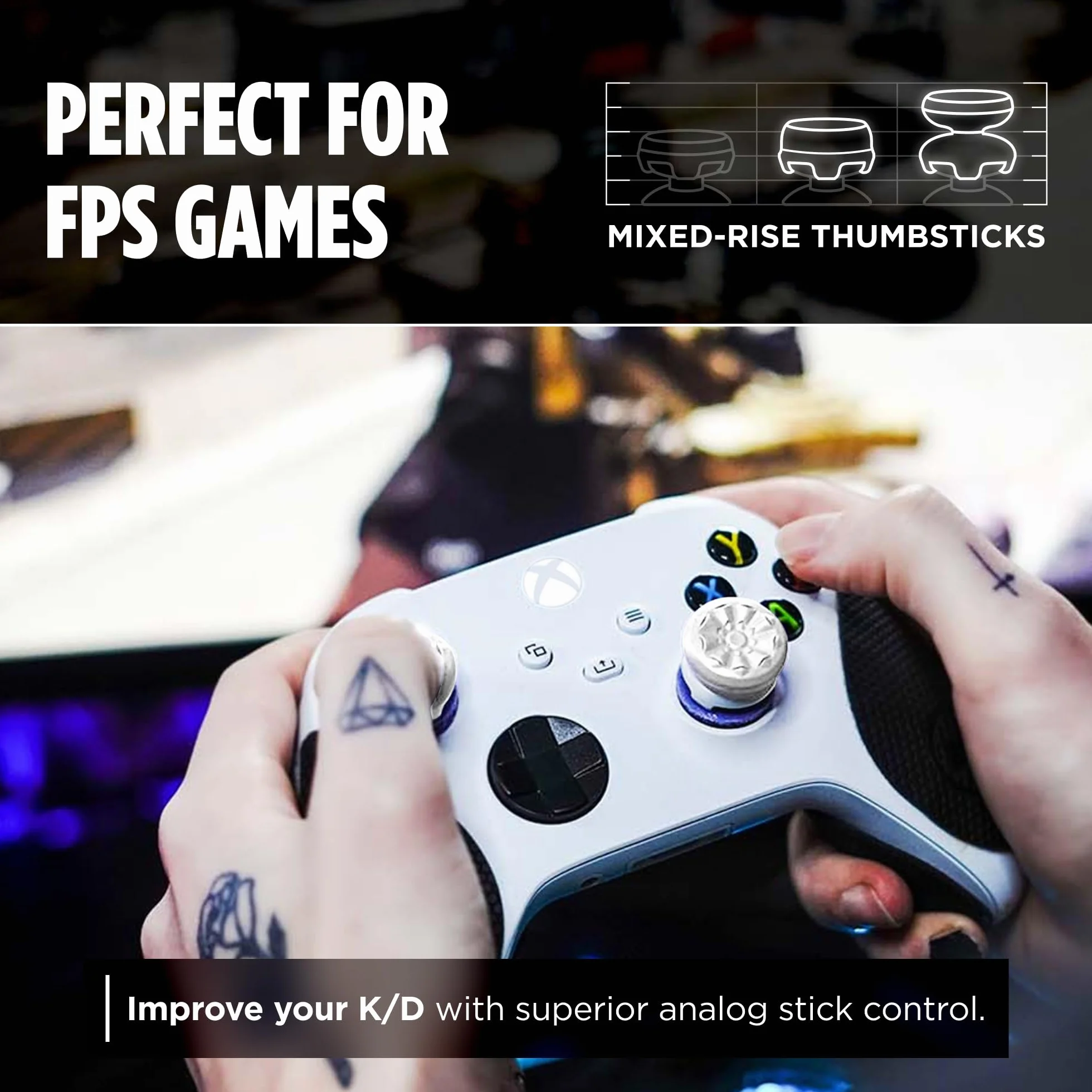KontrolFreek FPS Freek Galaxy White Performance Thumbsticks do Xbox One i Xbox Series X | 1 drążek wysoki, 1 średniej wielkości | Biały
