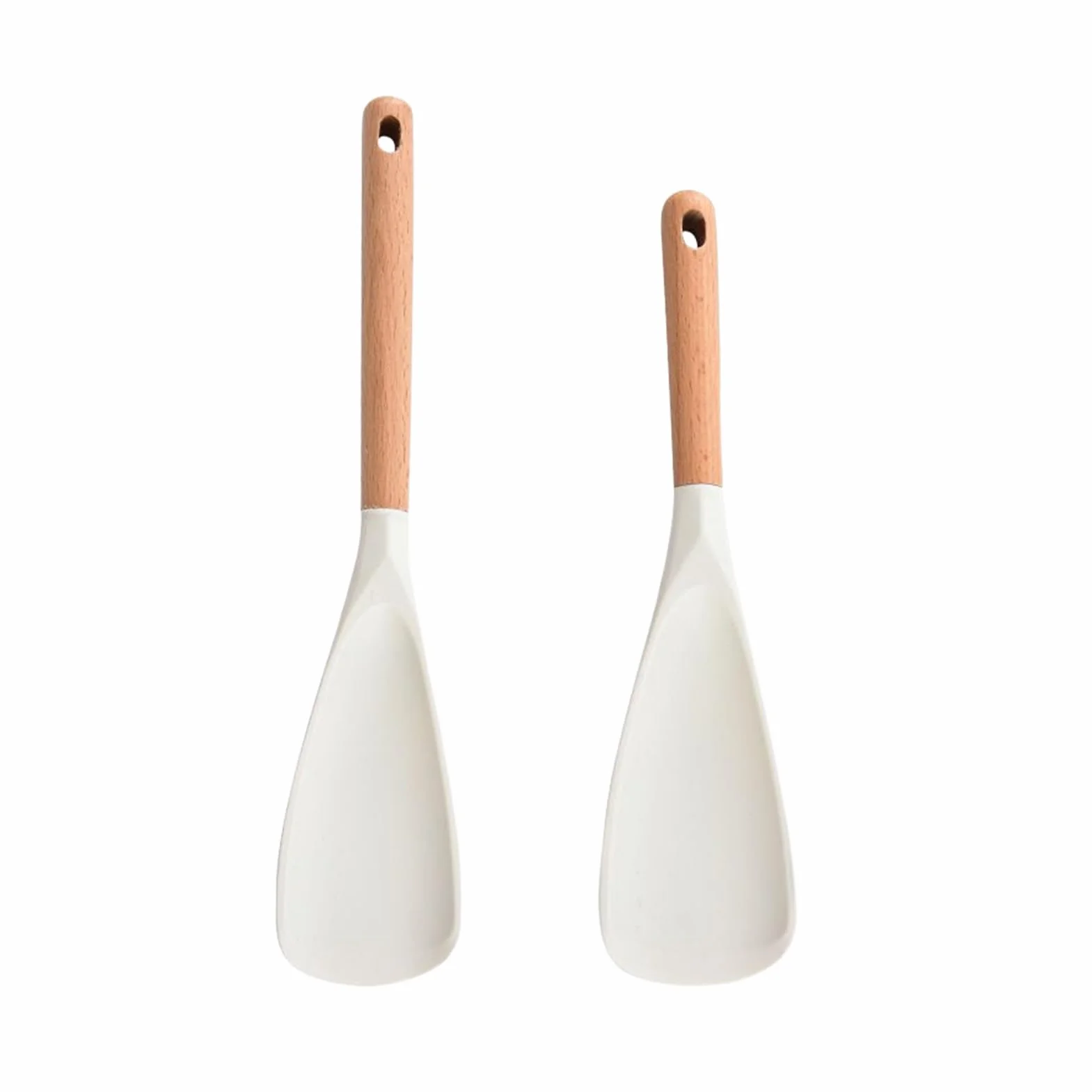 Silicone Kitchen Spatula Spoons, Heat Resistant Cooking Utensils, Wooden Handle Silicone Mixing Spatula Set, Nonstick Friendly Kitchen Tools for Stirring Baking Serving Food, Cooking Utensil Set