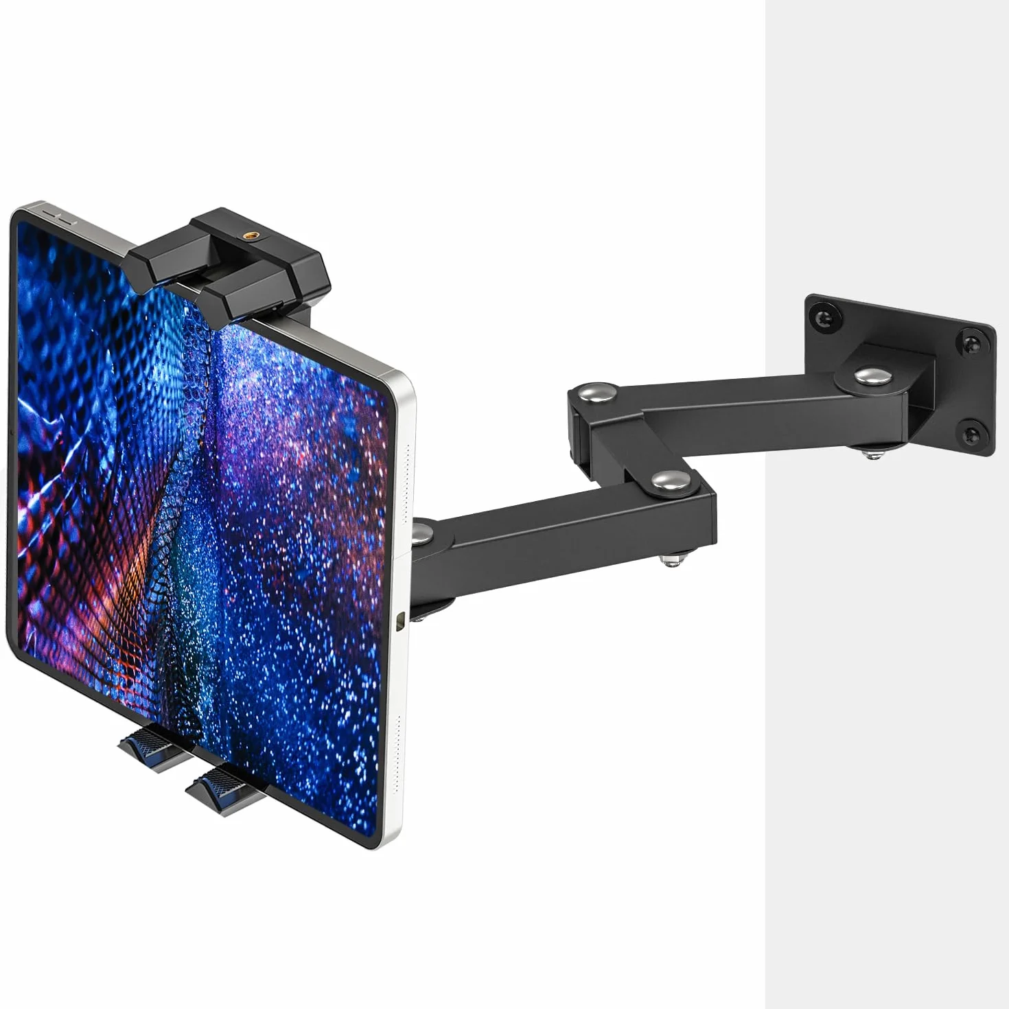Uchwyt ścienny do tabletu, uchwyt ścienny do iPada z długim ramieniem ze stopu aluminium, uchwyt ścienny na iPada do biznesu i domu, uchwyt ścienny na tablet kompatybilny z tabletami 11.9 cm