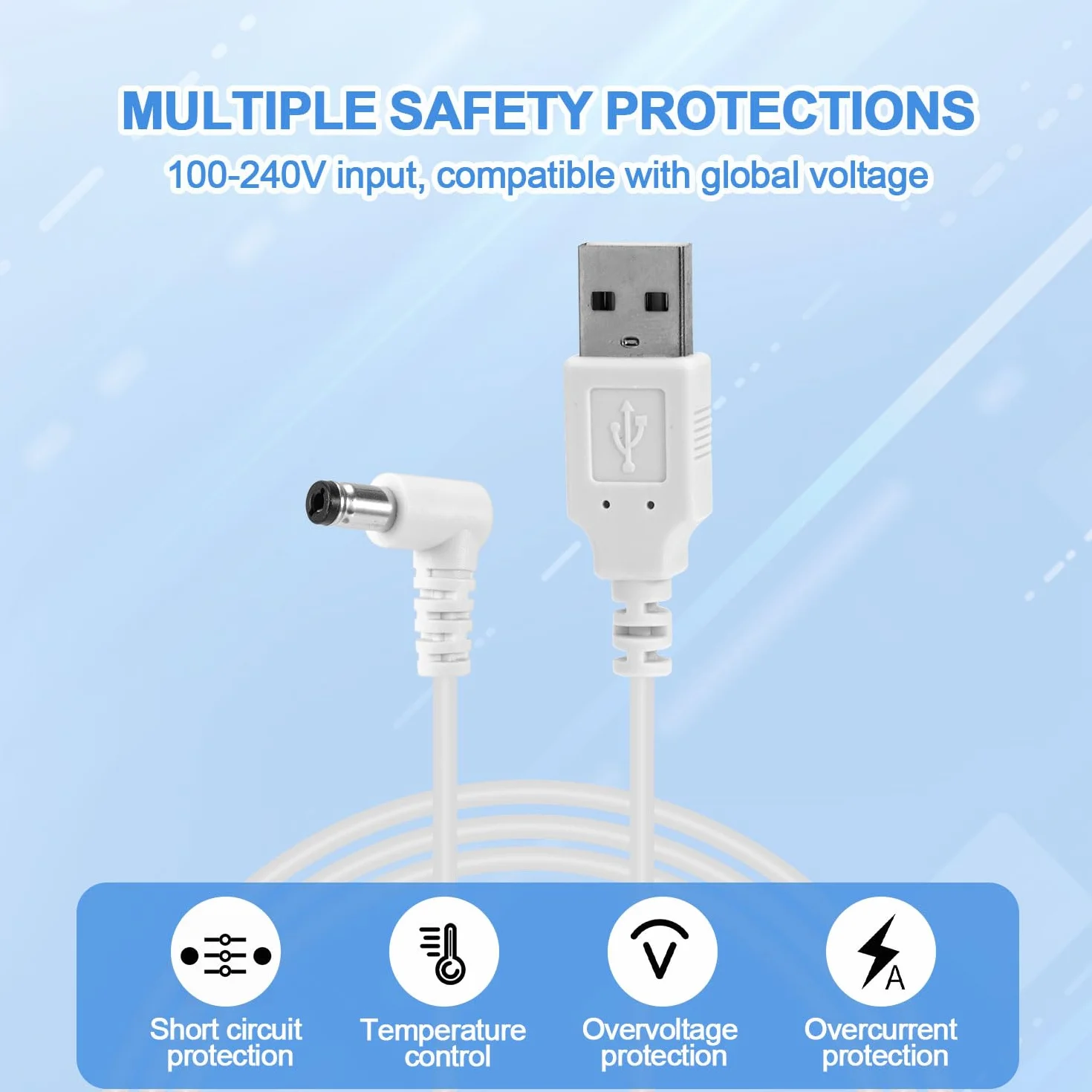 Przewód Zasilajacy do Projektora Kosmicznego dla Astronautów, 1m Kabel Ladujacy USB do DC do Projektora Kompatybilny z Mooyran Night Light Projector Przenosny Przewód Ladujacy Zamiennik