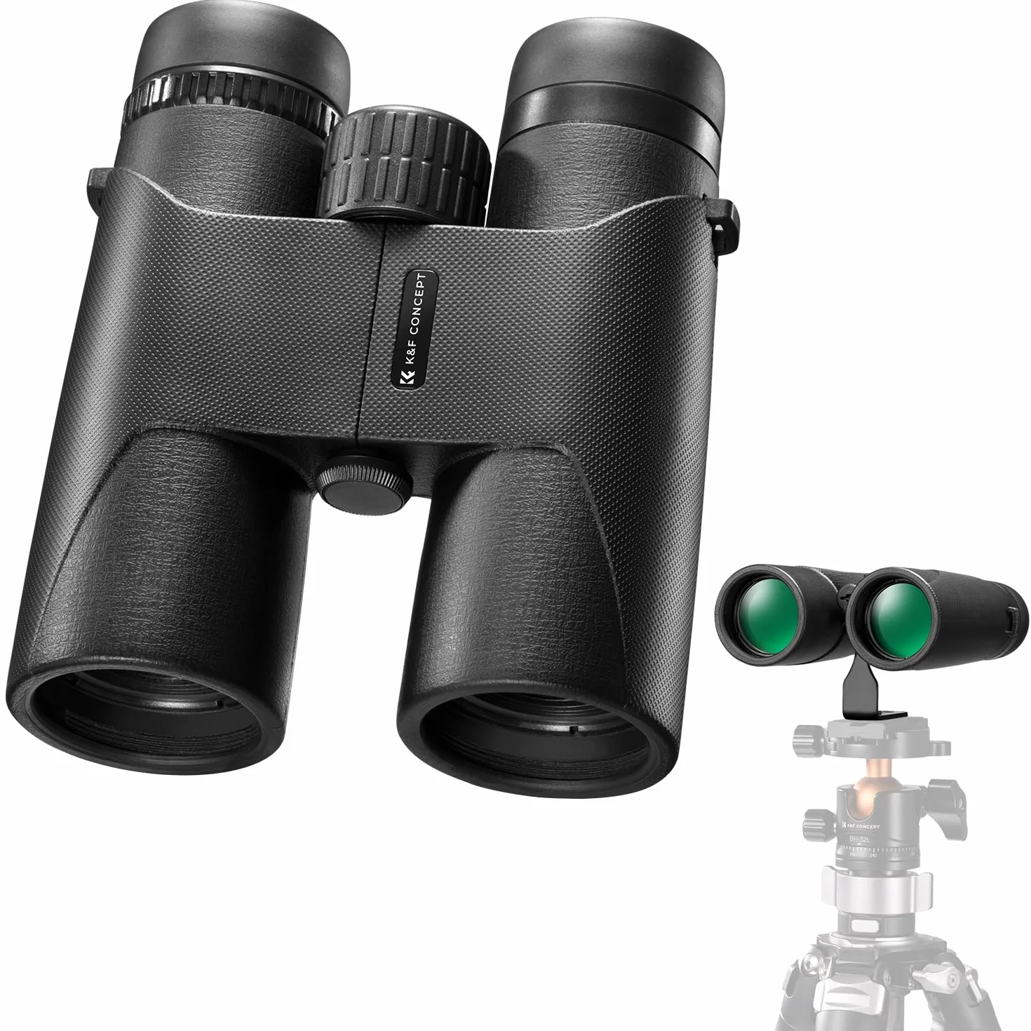 K&F Concept Lornetka dla dorosłych, 10 x 42 HD, czarna, BAK4, z uchwytem do obserwacji ptaków, polowania, wędrówek, zwiedzania