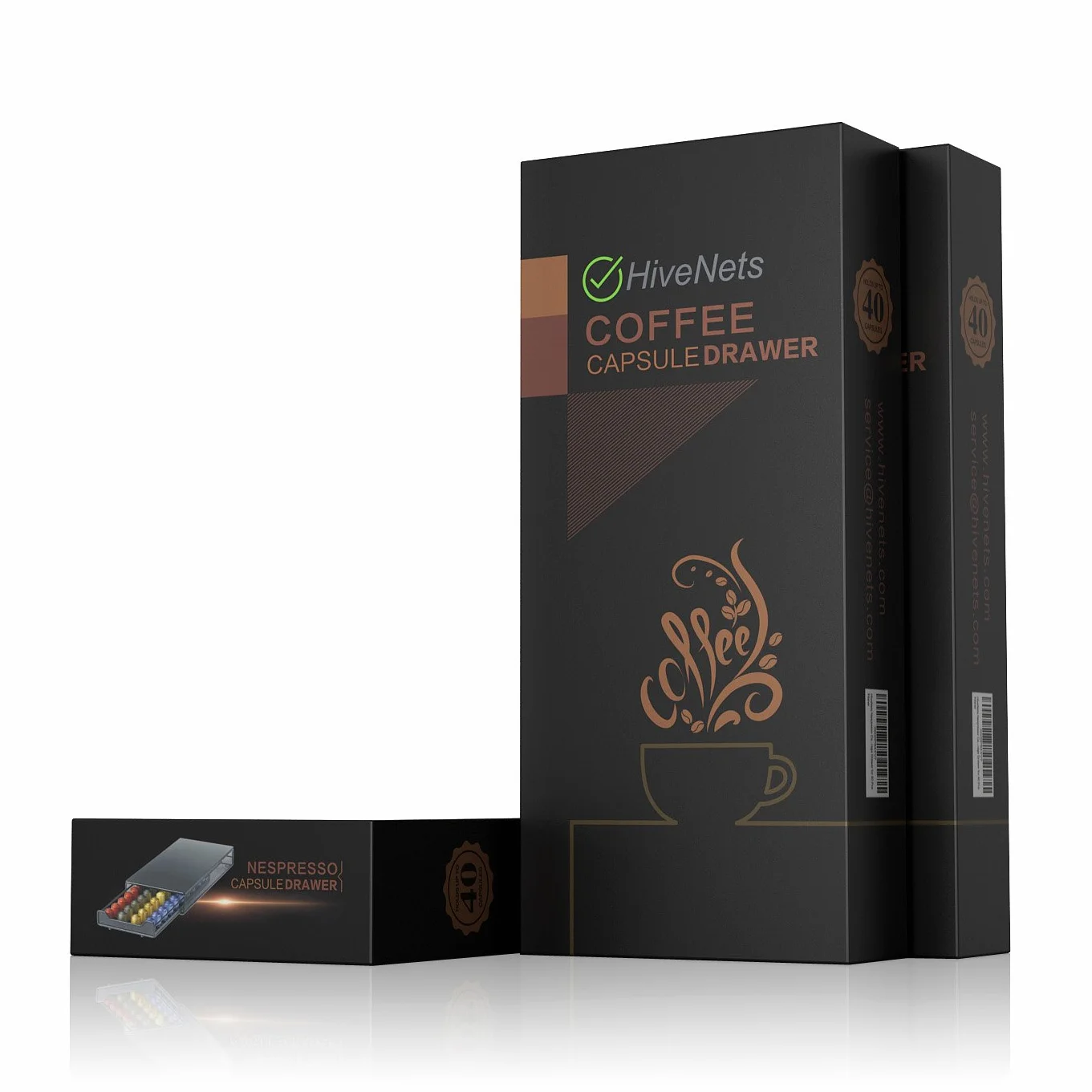 HiveNets Szufladka na kapsułki do Nespresso Original, metalowy uchwyt do przechowywania 40 kapsułek