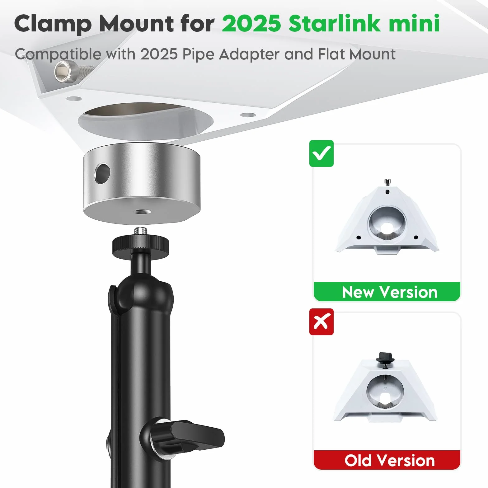 XLTTYWL 2025 Starlink Mini zestaw do montażu na słupku, aluminiowy adapter do statywu Starlink z gwintem 1/10.2 cm-20 i 3/20.3 cm-16
