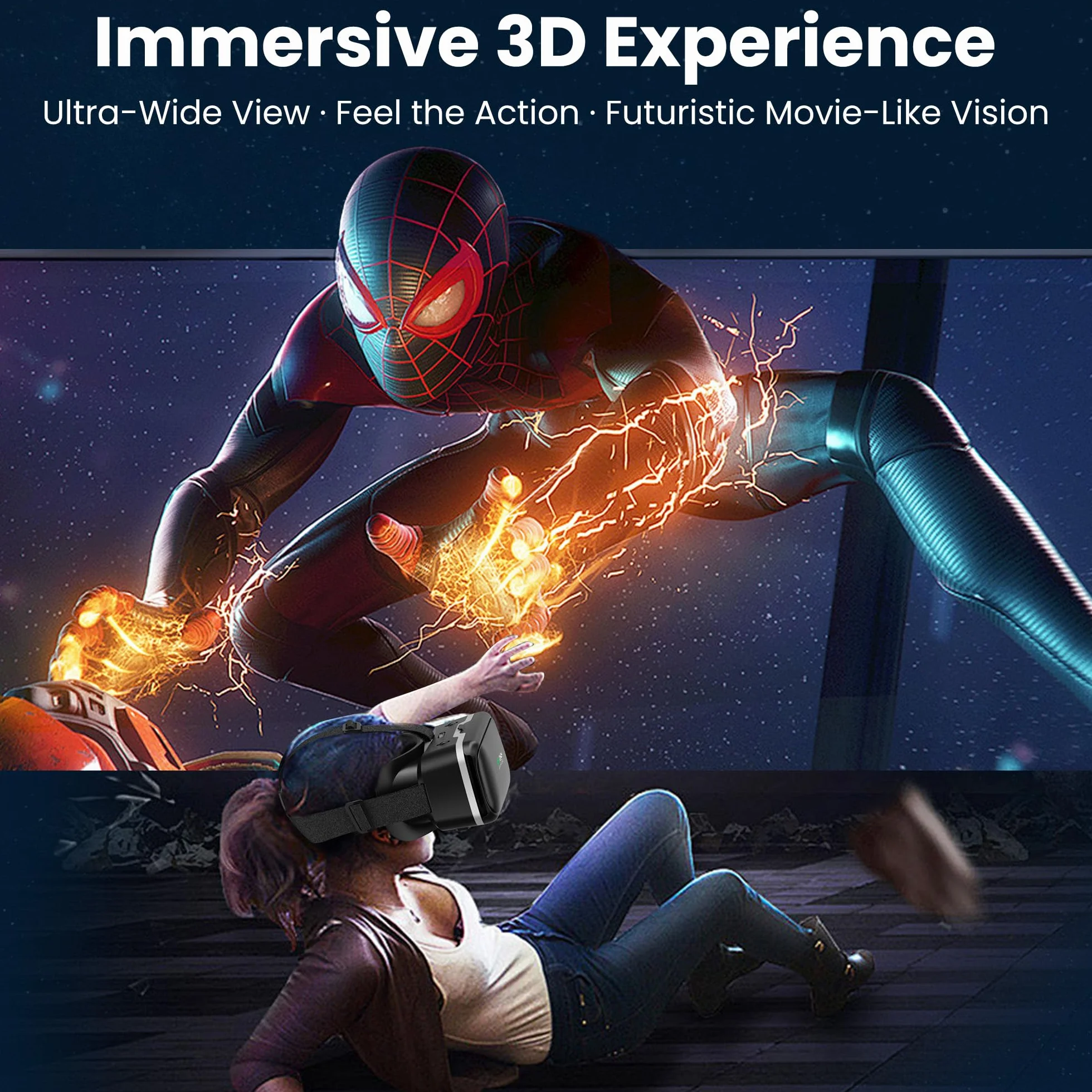 XWP Okulary VR, okulary 3D Virtual Reality z soczewką HD Anti-Blue Light do filmów i gier na telefon, kompatybilne ze smartfonami iOS/Android (4,7–6,8"), urodziny dzieci i rodziny