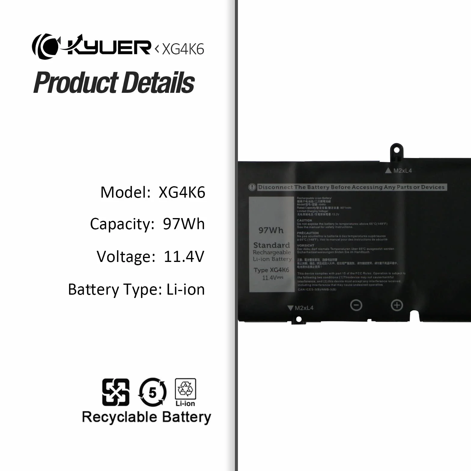 97Wh XG4K6 Bateria do Dell XPS 17 9700 9710 9720 9730 Precision 5750 5760 5770 Mobile Workstation P92F P92F001 P92F002 P92F003 Serie F8CPG 01RR3 F8CPG 5XJ6R KVPMY 0YY3V KRDHV 0F8CPG 3ICP7/54/65-2