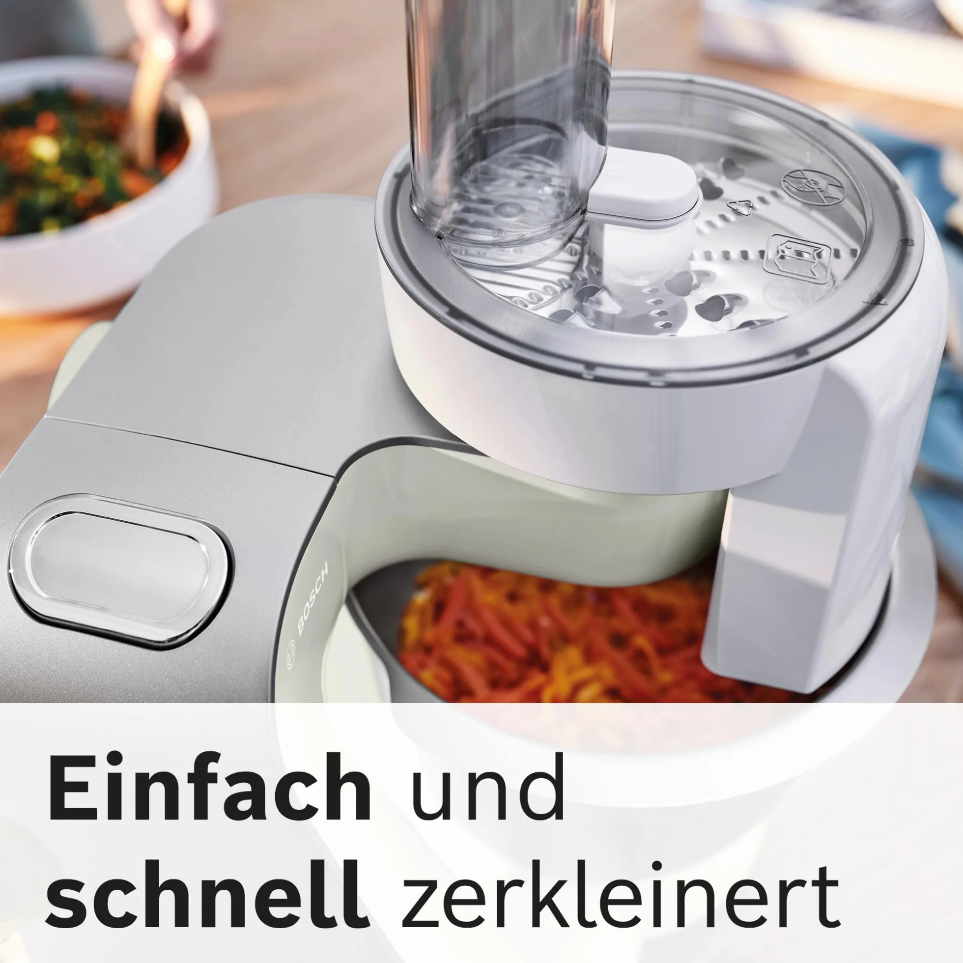 Bosch MUM5 wielofunkcyjny robot kuchenny, 1000W, maszynka do krojenia i ubijania, mikser planetarny, hak do ciasta, rozdrabniacz do owoców i warzyw, misa 3,9l, kolor szary, srebrny, MUM58L20