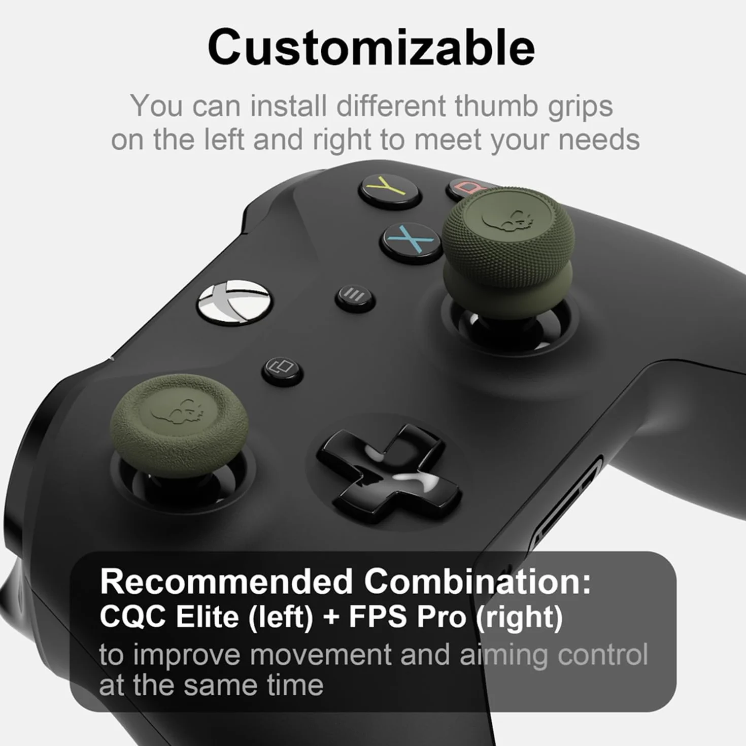 Skull & Co. Skin, CQC und FPS Daumengriff-Set Joystick-Kappe Analog-Stick-Kappe für Xbox Controller- Schwarz, 3 Paare(6Stk)