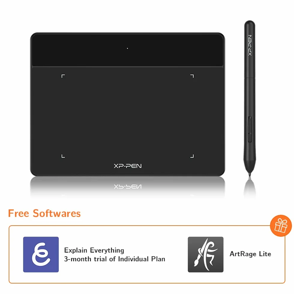 XP-PEN Deco Fun XS tablet graficzny, cyfrowy rysunek, 10,2 x 7,6 cm (4 x 3 cale), do e-learningu i telepracy, przenośny, z rysikiem P01, 8192 poziomy ciśnienia