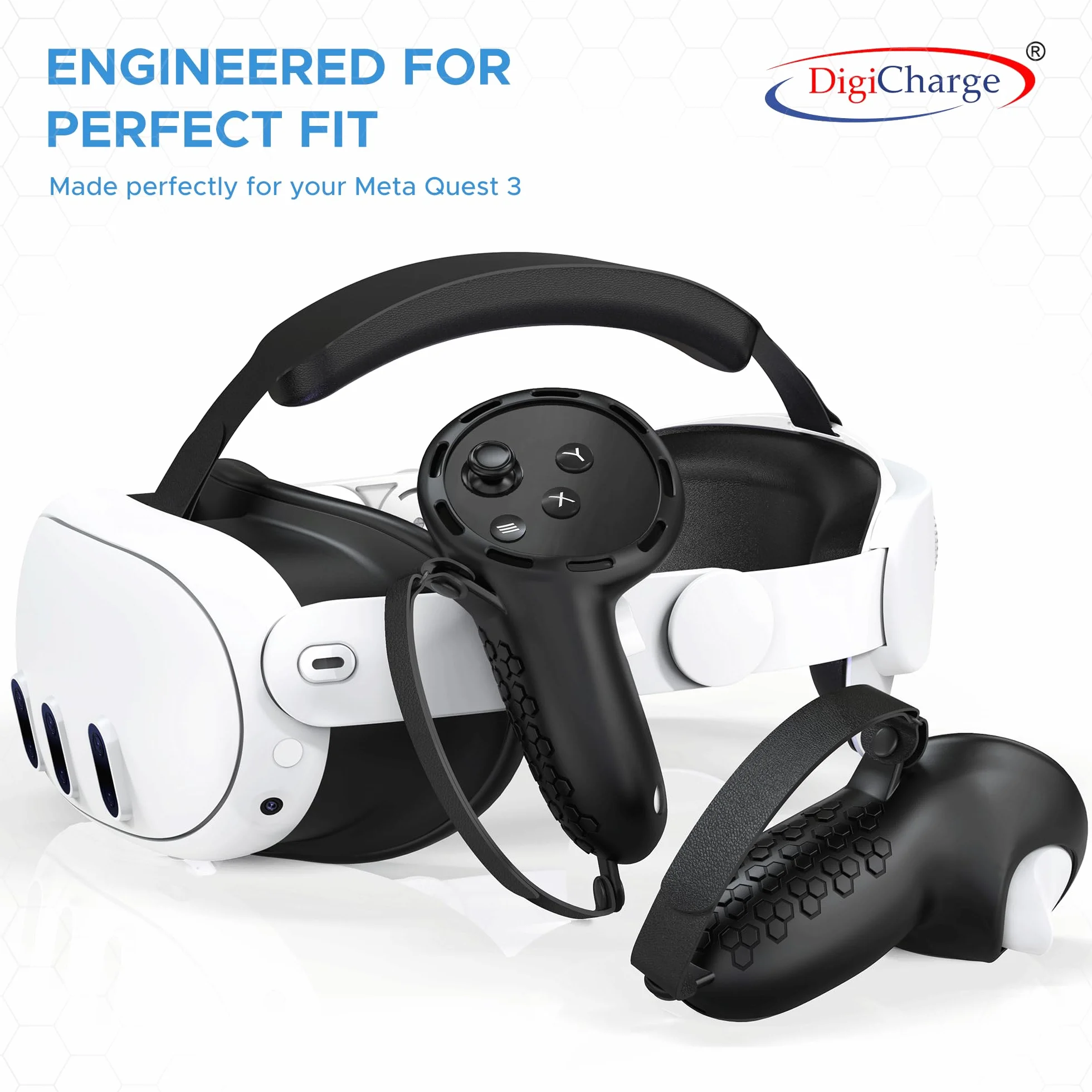 Digicharge Silikonowy uchwyt kontrolera do kontrolerów dotykowych Meta Quest 3S, QUEST 3S Xbox ed, Quest 3, pokrowiec ochronny do uchwytu MetaQuest VR, silikonowy rękaw ochronny zapobiegający upadkowi
