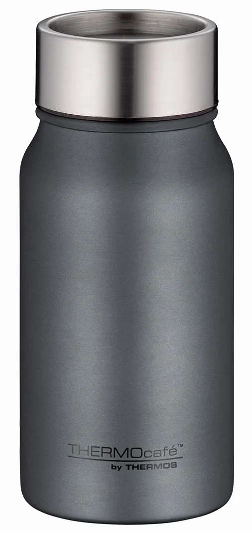 THERMOcafé by THERMOS TC Drinking Mug Grey mat 0,35 l, kubek termiczny ze stali nierdzewnej, kubek termiczny, kubek do kawy na wynos, szczelny, 8 godzin gorący i zimny przez 16 godzin, nadaje się do