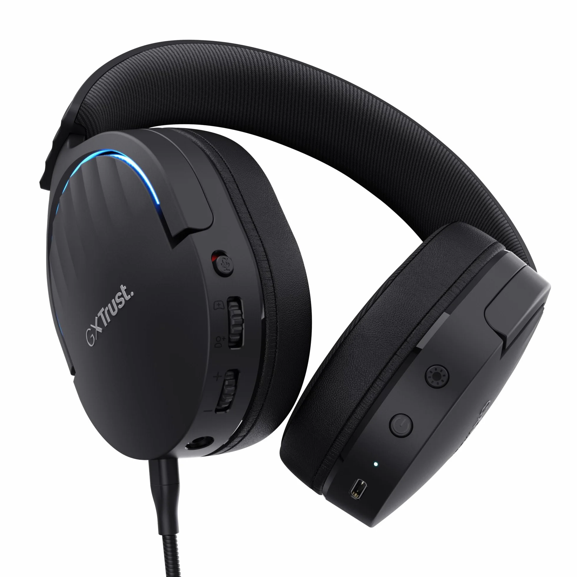 GXTrust 491 Fayzo zestaw słuchawkowy gamingowy Bluetooth 2,4 GHz dźwięk przestrzenny 7.1 czas pracy baterii 22 h bezprzewodowy headset RGB wokółuszny czarny