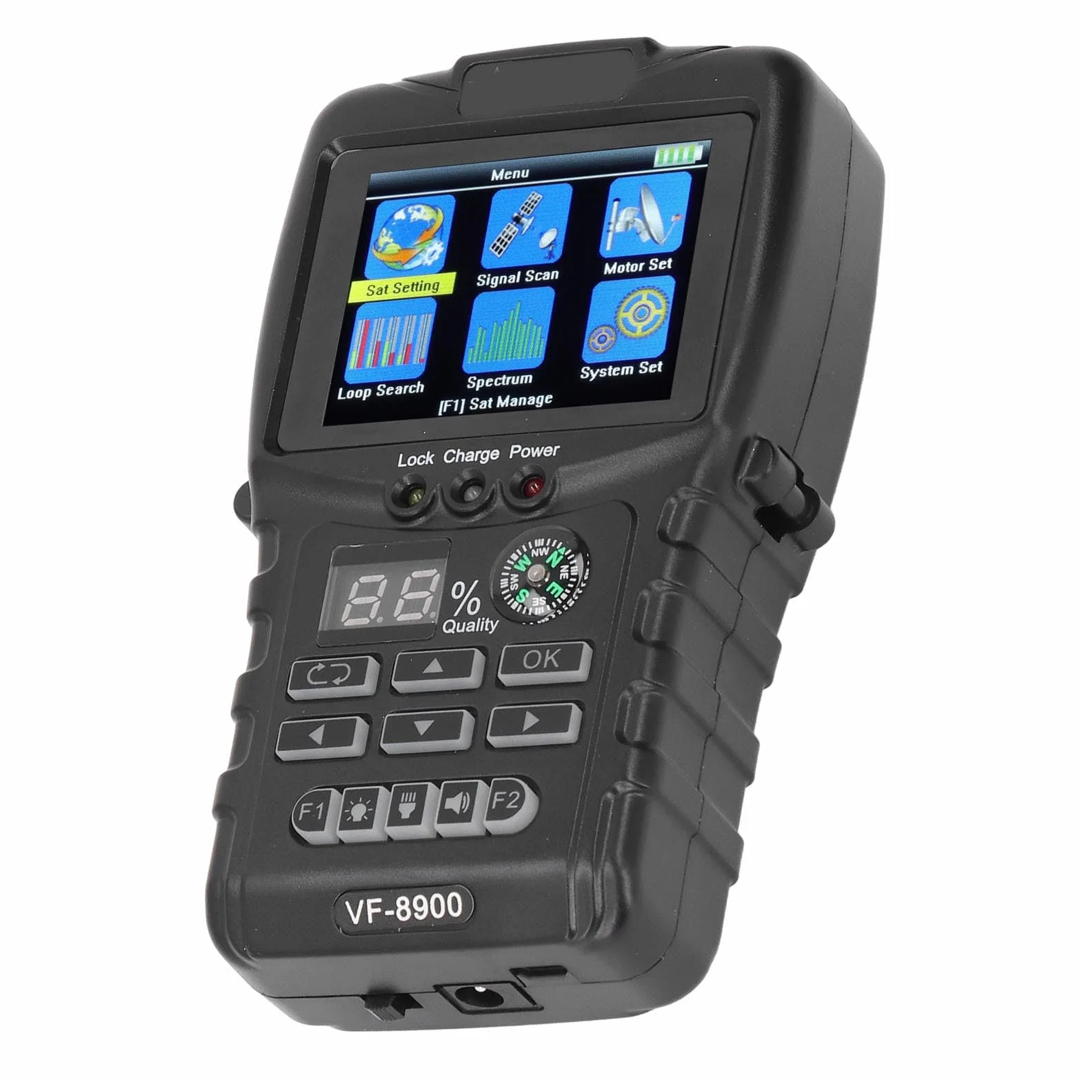 Cyfrowy Miernik z Celownikiem Satelitarnym, VF-8900 950-2150 MHz DVB-S/S2/MPEG 2/MPEG 4 Miernik Siły Sygnału Satelitarnego, Wyświetlacz TFT LCD 2,4, Mini Wizjer SAT do Regulacji