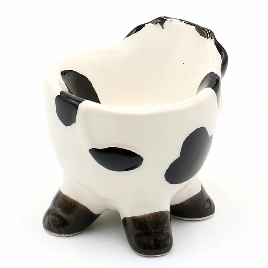Dekohelden24 - Ceramiczny kieliszek do jaj/uchwyt na jajka/skorupka jaja jako zwierzęta (żaba, biedronka, krowa i świnia), zestaw 4 sztuk, wymiary każdego kubka ok. 6 x 5 x 6 cm.
