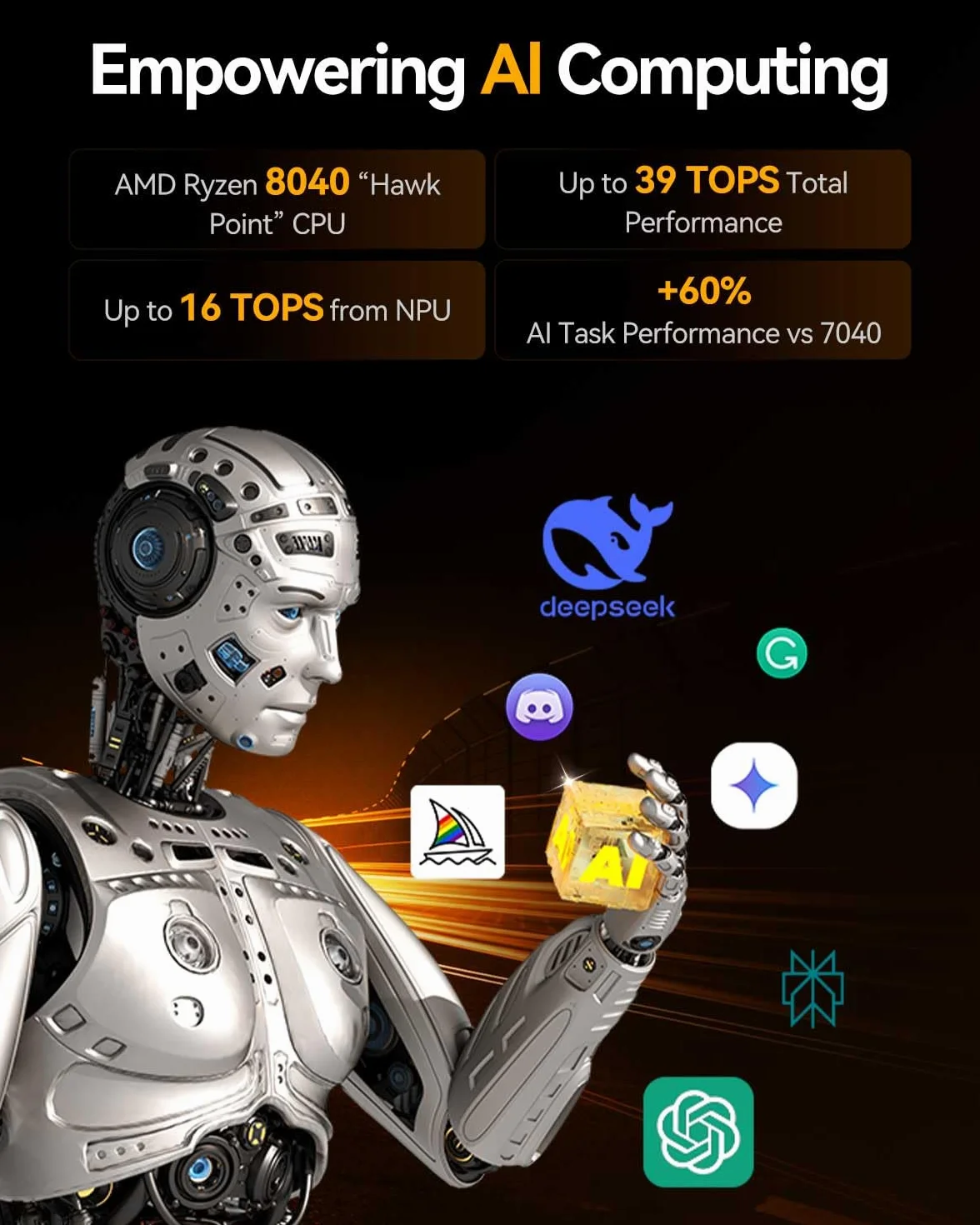 GEEKOM A8 Mini PC Windows 11 Pro, z AMD Ryzen 7 8745HS (do 5,1 GHz), wysoka prędkość 16 GB DDR5 RAM (do 128 GB) i 1 TB SSD, podwójny HDMI 4K przy 120 Hz Quad Display/WiFi 6E/USB4/6×USB do gier