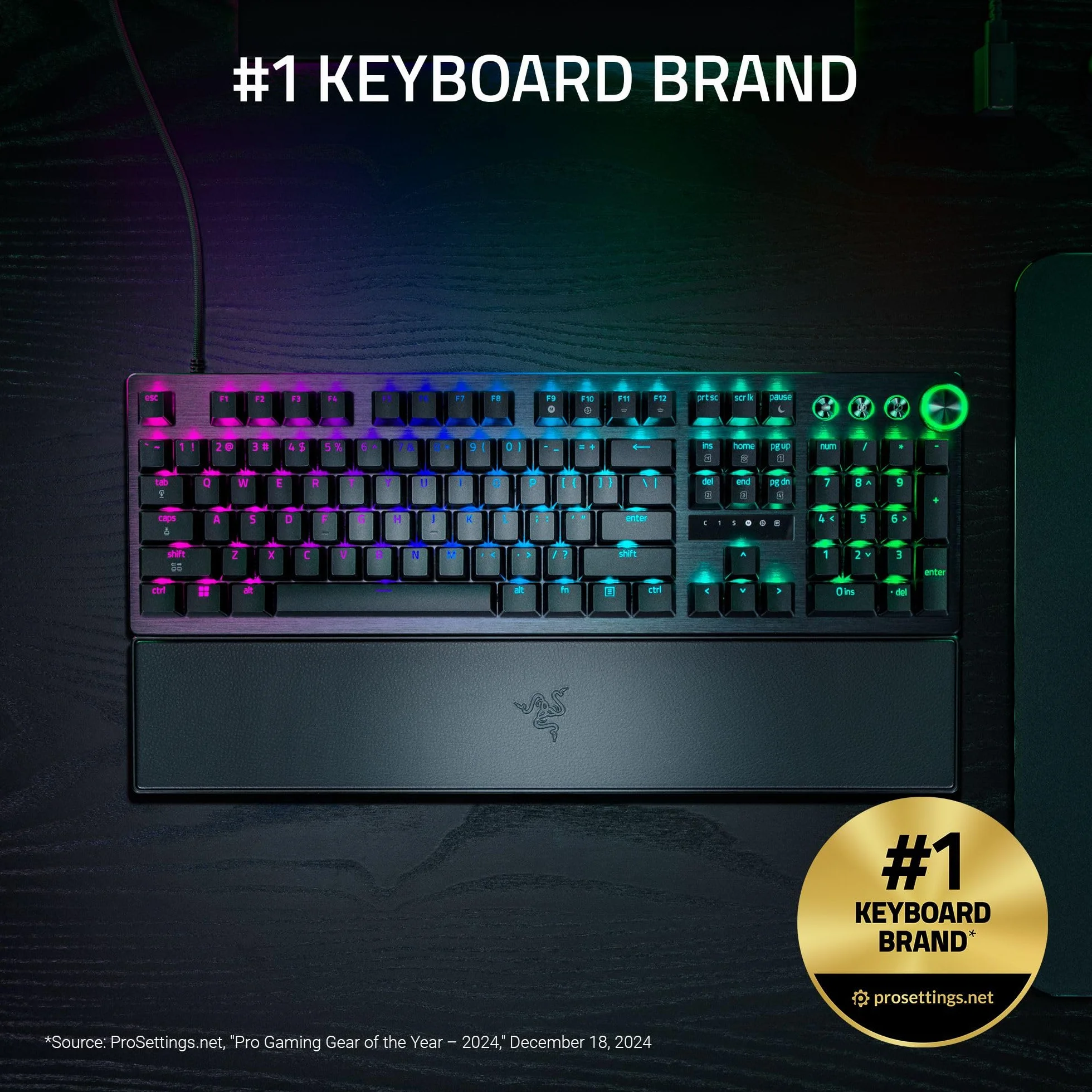 Razer Huntsman V3 Pro 8KHz mechaniczna klawiatura gamingowa 8KHz HyperPolling pomarańczowe przełączniki dotykowe Snap Tap Rapid Trigger QWERTY US Czarny