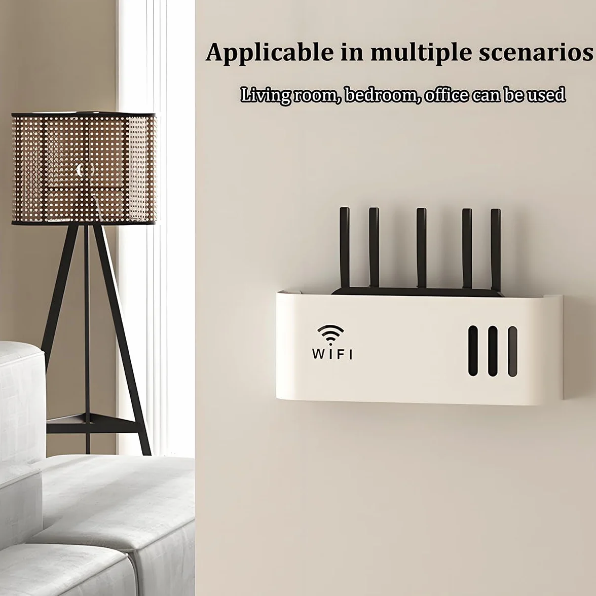 Półka na router, pudełka do przechowywania routera WiFi, regał ścienny na kabel WiFi z osłoną na przewody, organizer do przechowywania kabli, routerów (Biały)