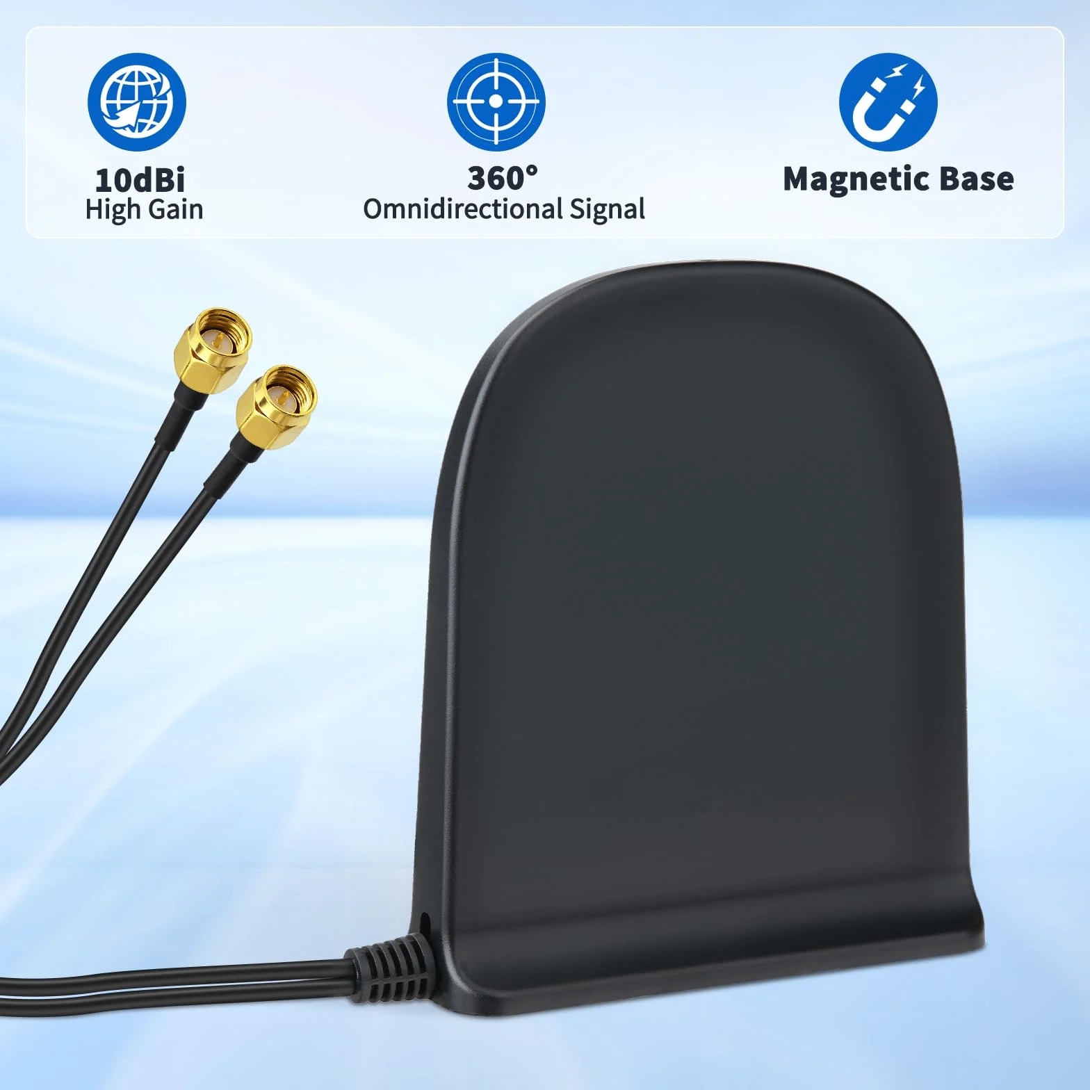 Eightwood Antena 5G LTE 4G 10dBi SMA wtyczka Dual Band MIMO antena z podstawą magnetyczną antena wielokierunkowa + kabel 2 m do mobilnego hotspotu GSM CPE kamera do monitoringu IoT Smart Home