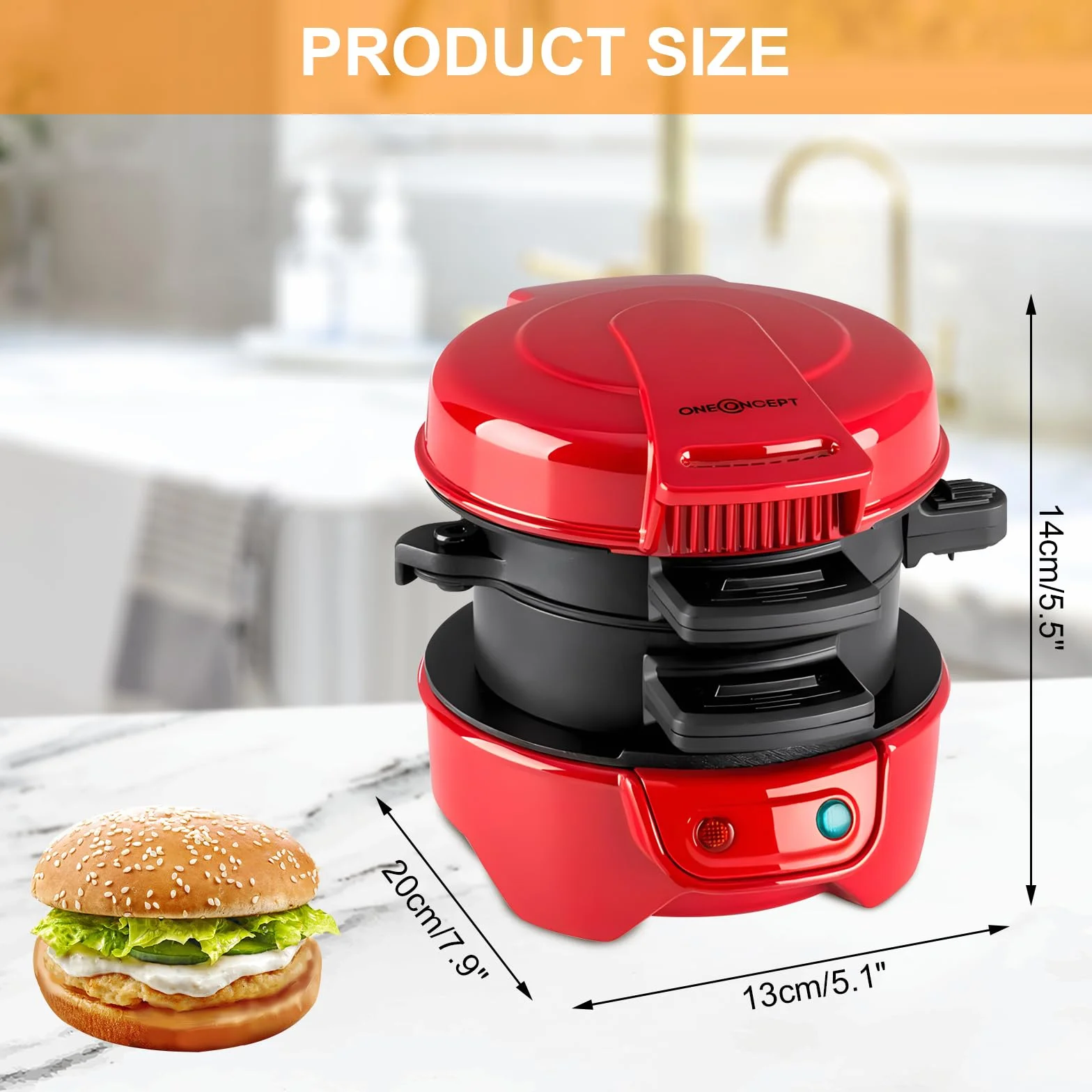 Toster do kanapek Hamburger Maker 600 W z powłoką zapobiegającą przywieraniu
