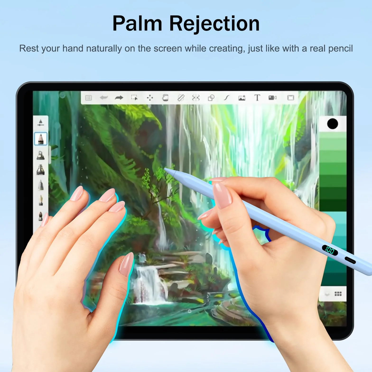 Rysik do do iPad 2025-2018, Pencil do iPada 11thA16/10/9/8/7/6, Air 11/13 M2/M3, Pro 11/13 M4, Pro 12,9 cala, Air 5/4/3, Mini 7 A17 Pro/6/5 ze wskaźnikiem zasilania LED, szybkie ładowanie