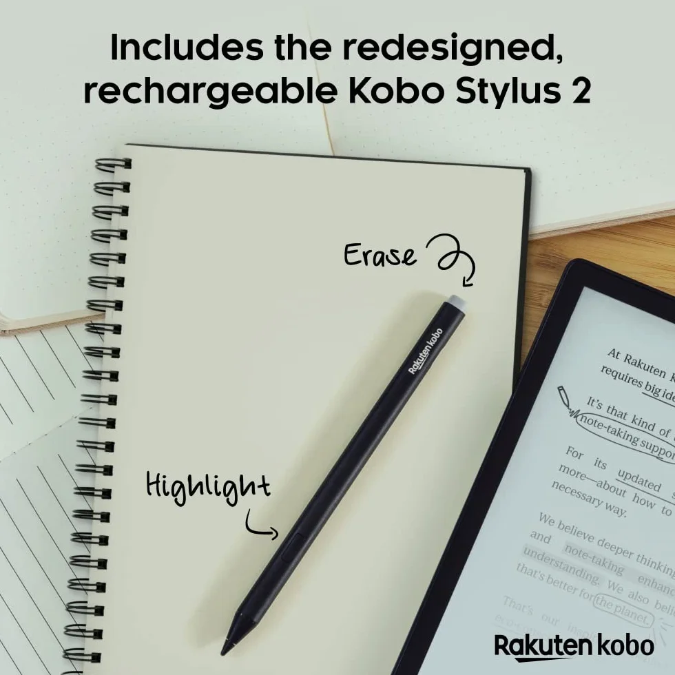 Kobo Elipsa 2E | czytnik | 10,3 cala bez refleksów ekran dotykowy z ComfortLight Pro | Zawiera rysik Kobo 2 | Regulowana jasność | Wi-Fi | Technologia Carta E Ink | Pojemność 32 GB