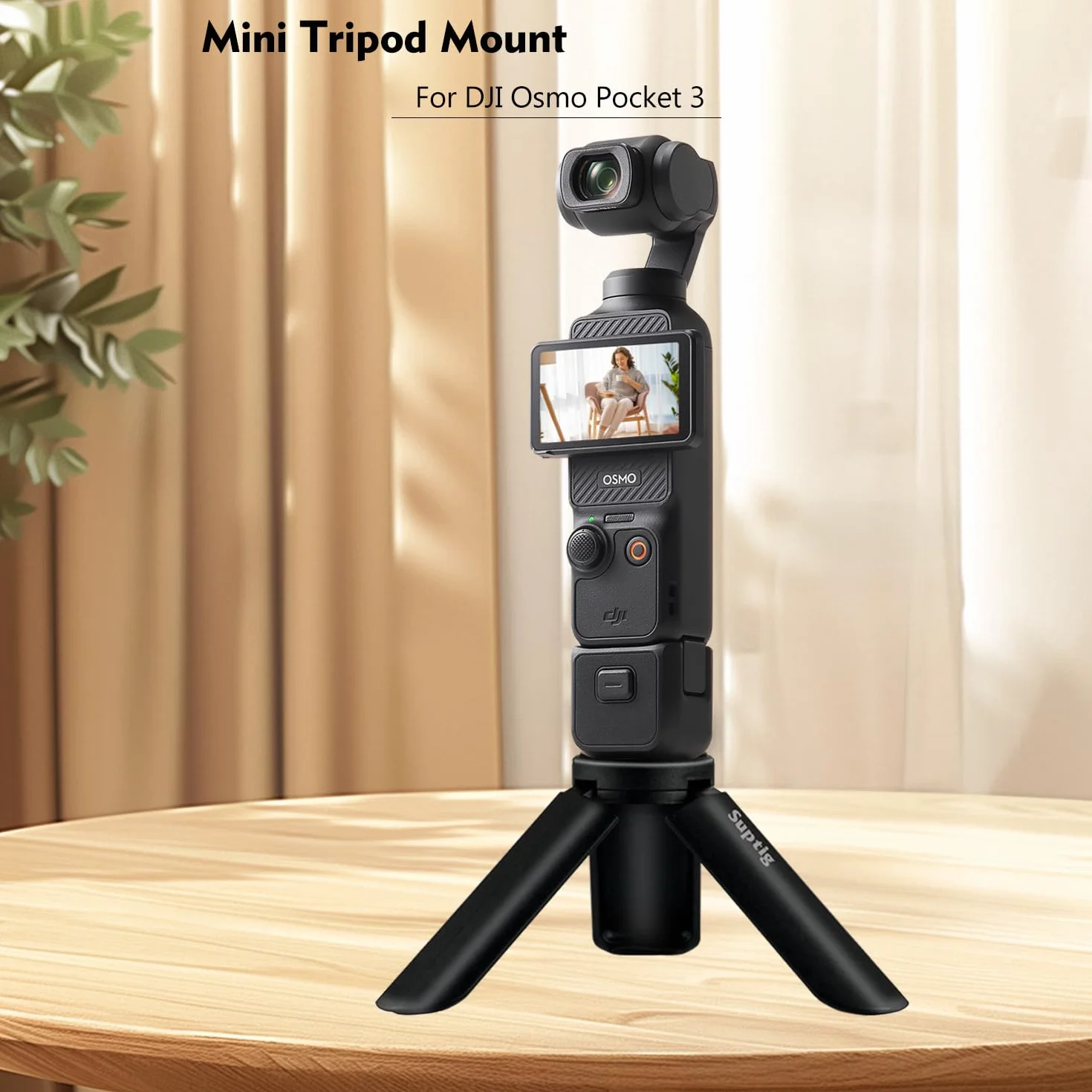 Suptig Uchwyt na statyw, silikonowy antypoślizgowy uchwyt biurkowy do DJI Osmo Pocket 3, akcesoria Osmo Pocket 3 (czarny)