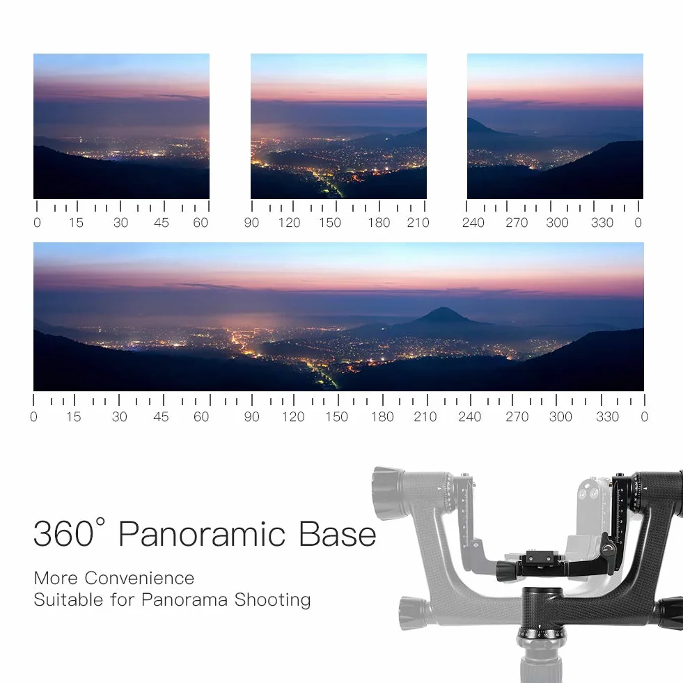 SIRUI PH-10 Gimbal Głowica statywu lekka profesjonalna głowica z włókna węglowego 360 stopni panoramiczna głowica gimbala ze standardem Arca-Swiss 1/10.2 cm płytka szybkiego zwalniania do aparatów
