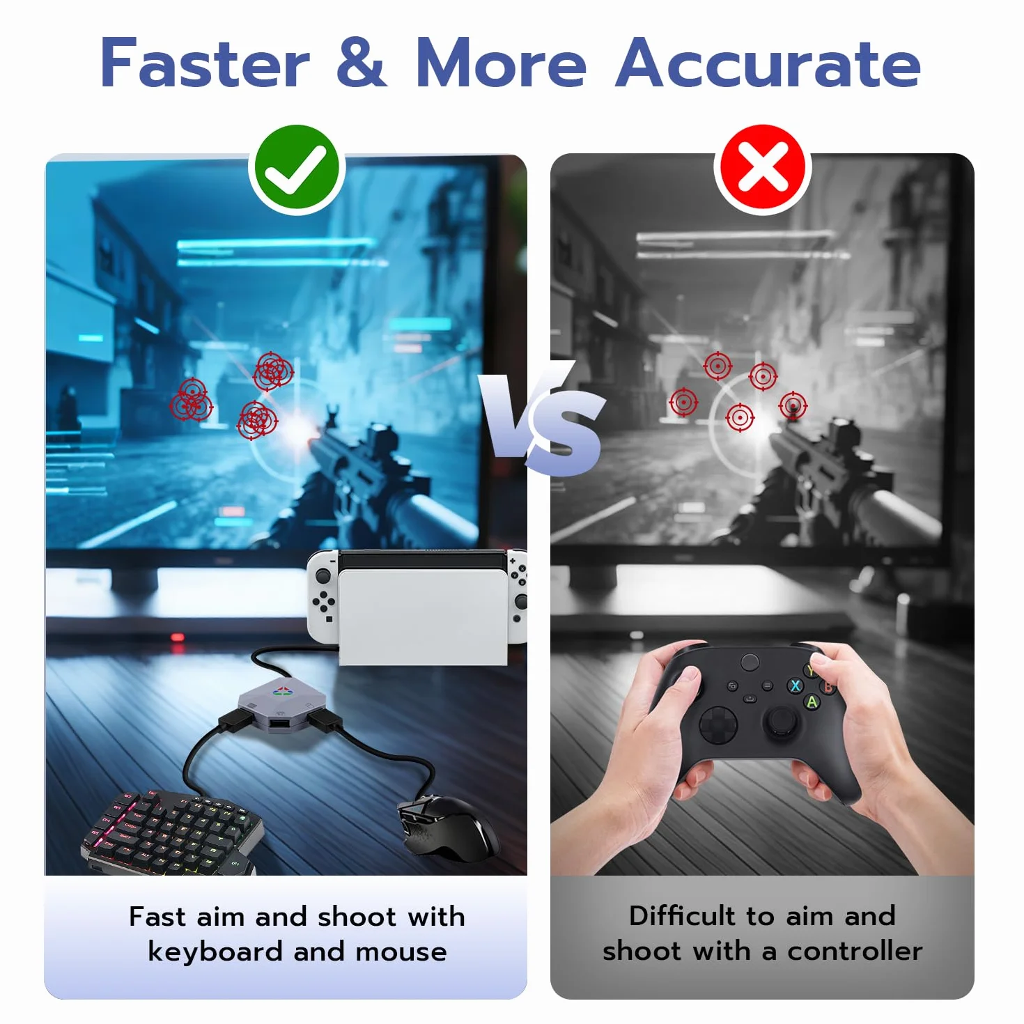 Wigearss Adapter myszka klawiatura konwerter do Nintendo Switch, PS4, PS3, Xbox Series X/S, Xbox One, Xbox One X/S