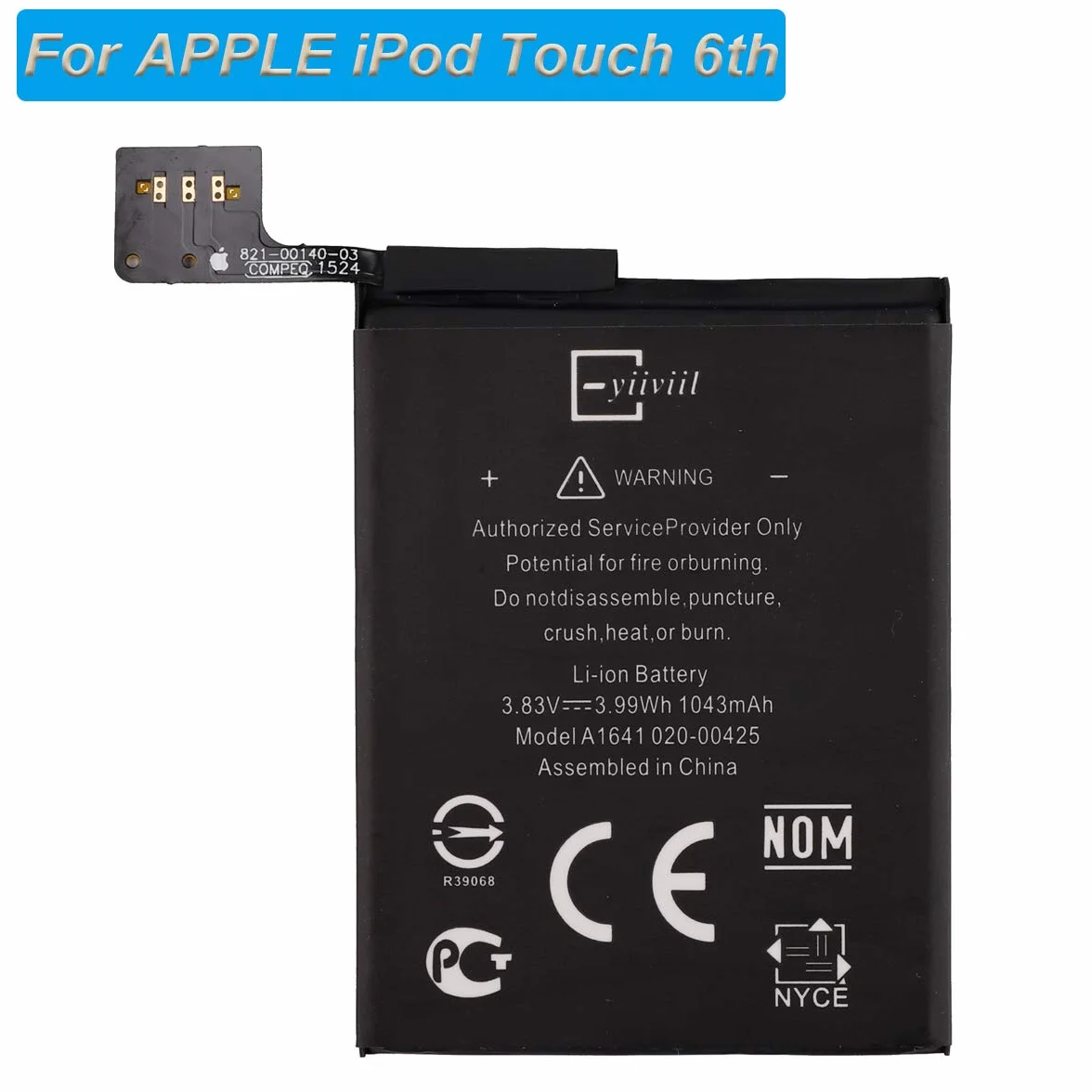 Nowa bateria zastępcza A1641 A1574 kompatybilna z Apple iPod Touch 6 6. generacji 1043 mAh 3,83 V + narzędzia