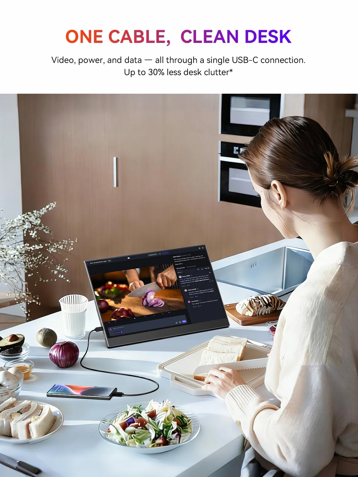 UPERFECT Przenośny Monitor 15,6" 125% sRGB Przenośny Monitor ze Składanym Stojakiem, 2000:1, HDR EyeCare FHD, Matowy, Ultra Cienki, Drugi Ekran do Laptopa/Komputera/Smartfona/Konsoli do Gier