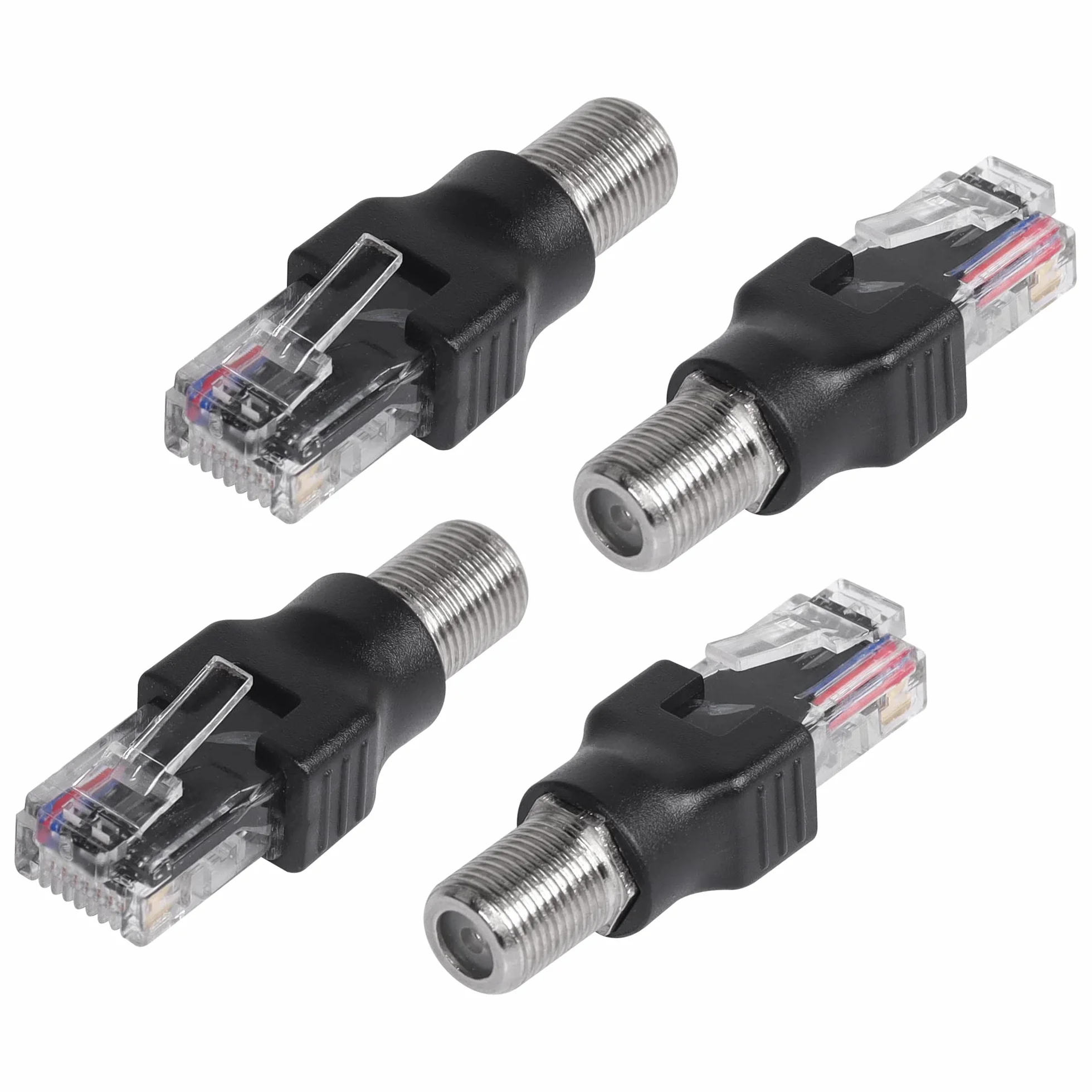 CERRXIAN 4 szt. Konwerter koncentryczny RF na RJ45 RF żeński na RJ45 męski Adapter koncentryczny do testera linii