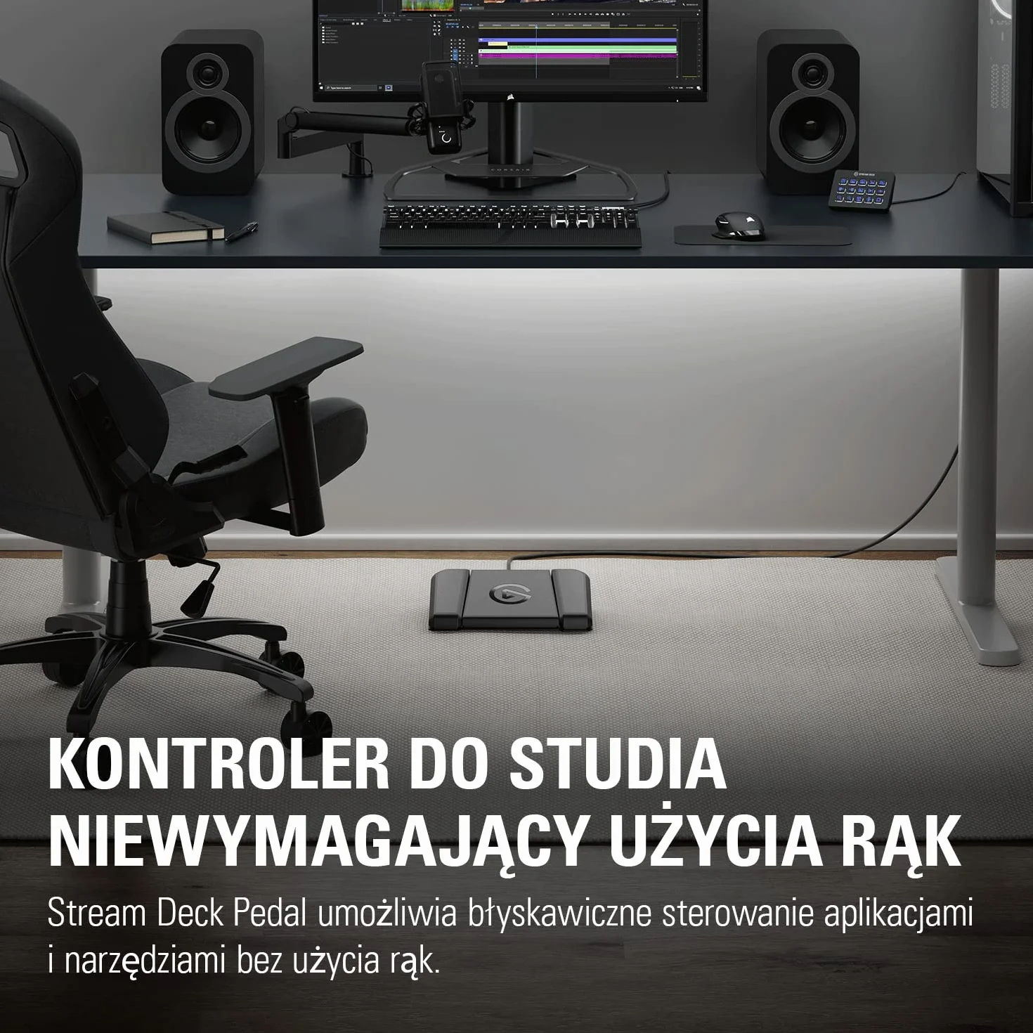 Elgato Stream Deck Pedal – kontroler nożny makro do studia, 3 przełączniki, OBS, Twitch, YouTube, Mac, PC