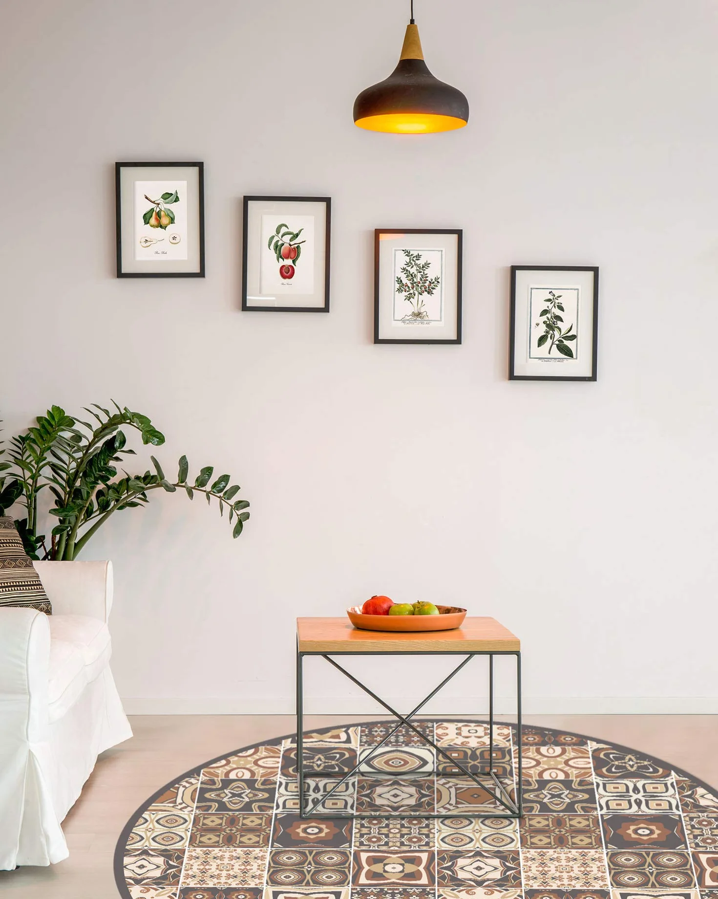 Panorama Mata podłogowa winylowa w płytki cementowe brązowe 200x250 cm - mata kuchenna z linoleum winylowego PVC - antypoślizgowy zmywalny trudnopalny dywan do kuchni, biura salonu - ochrona podłogi