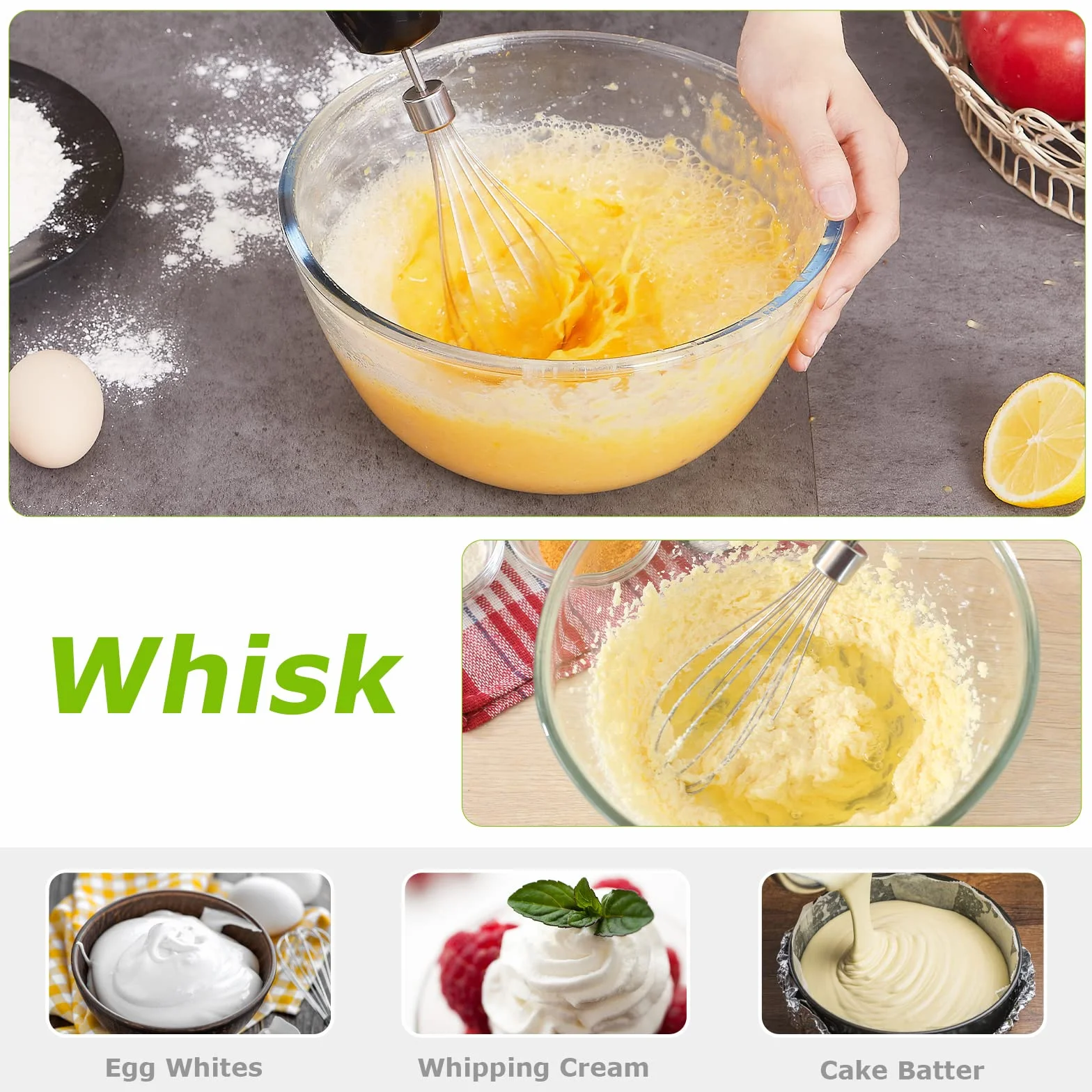 Bonsenkitchen HB3203 elektryczny blender immersyjny, blender ręczny 4 w 1, 1000 W, bezstopniowa prędkość, stal nierdzewna, trzepaczka, rozdrabniacz 500 ml i kubek z miarką 700 ml (czarny)