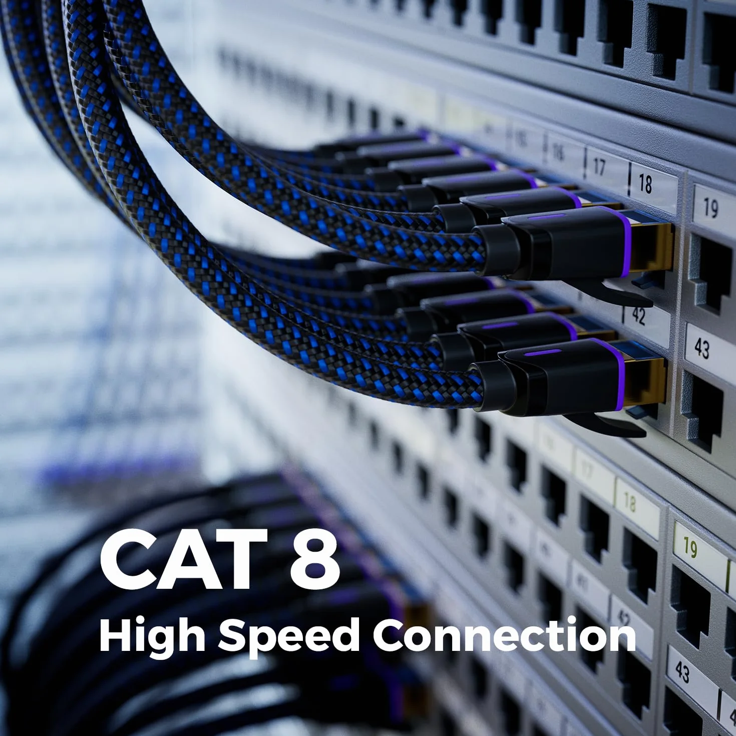 deleyCON 5m Kabel Sieciowy CAT 8 (40 Gbit/s, Nylon, 100% Miedź) S/FTP PIMF - Gigabit Ethernet Patchcord LAN - Wtyk RJ45 dla CAT8 CAT7 CAT6 PoE PS5 Router PC Laptop - Czarny