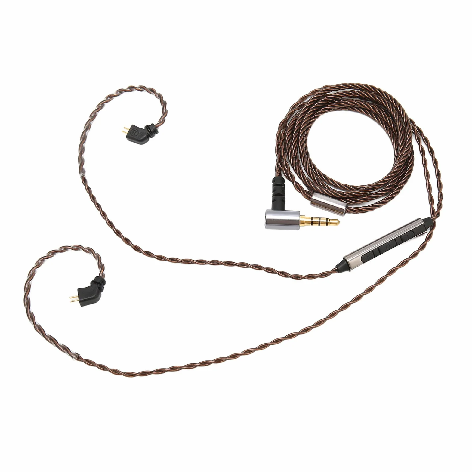 ZJchao Kabel IEM, 2 piny, 0,78 mm, 3,5 mm, prawy kątowy, zamiennik słuchawek dousznych, kabel 2-pinowy, kabel IEM z mikrofonem, kabel IEM z mikrofonem do AS106 ZST ZS3 ES4