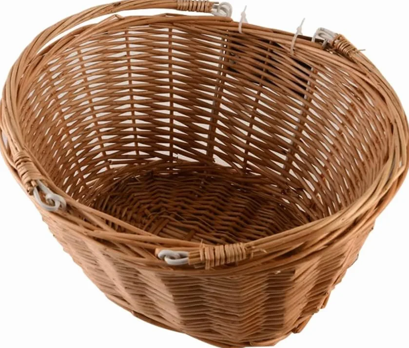 Kosz na prezent, wiklinowy, owalny, ukośny kosz na zakupy, z uchwytem, jasny naturalny brąz, ręcznie pleciony, uniwersalny i wytrzymały, duży koszyk wielkanocny pleciony
