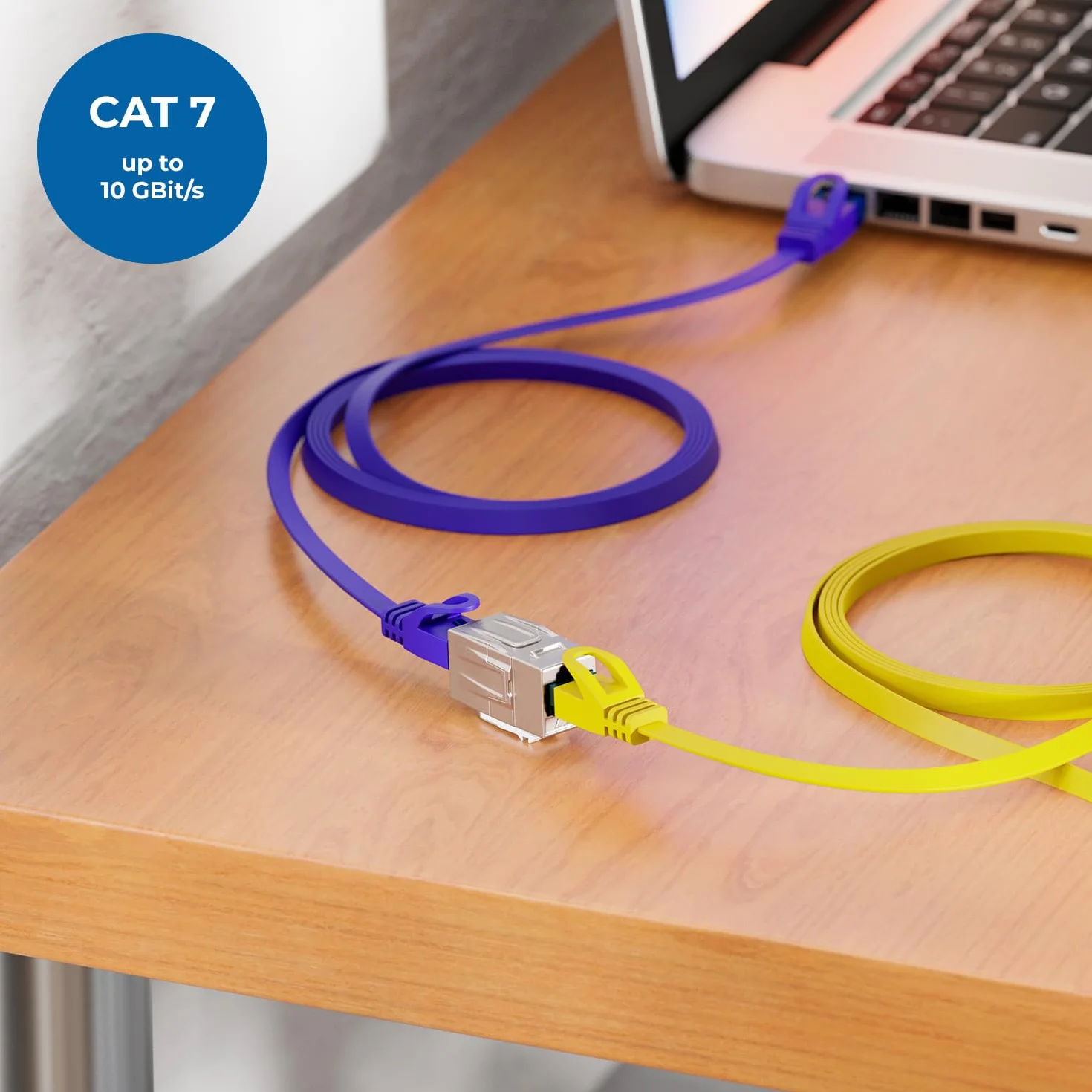 deleyCON 6 Sztuk CAT 7 Sprzęgło Keystone Metalowe 2x Gniazdo RJ45 Złącze do Kabla Krosowego RJ45 600 MHz 10 Gbps LAN DSL Ethernetowy i Użyteczny Jako Keystone - Srebrny