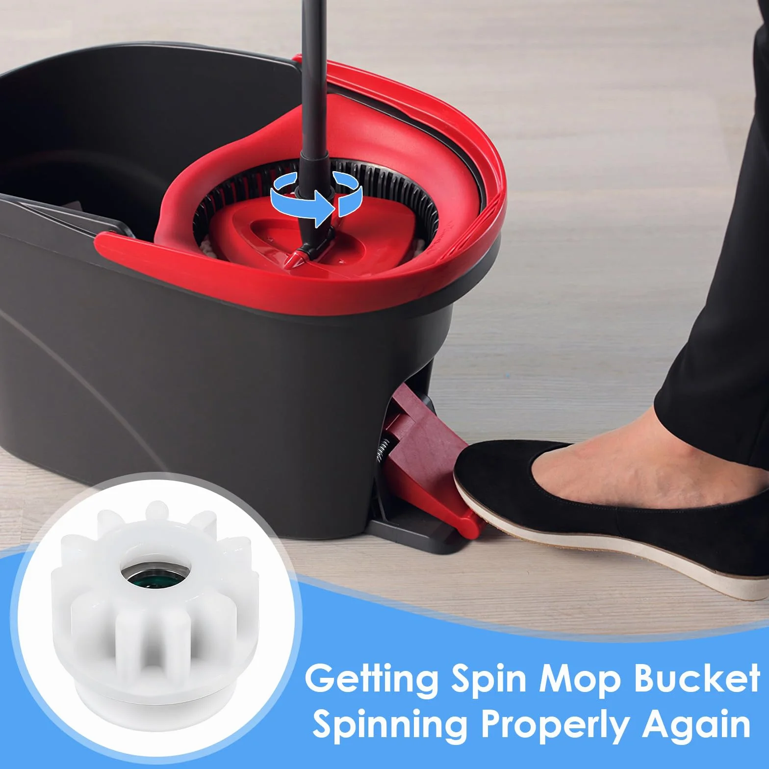 4 części zamienne Spin Mop z tworzywa sztucznego, łożysko sprzęgła, zapasowe koło łańcuchowe 2,5 cm, do O-Cedar/Vileda Easywring RinseClean (białe)