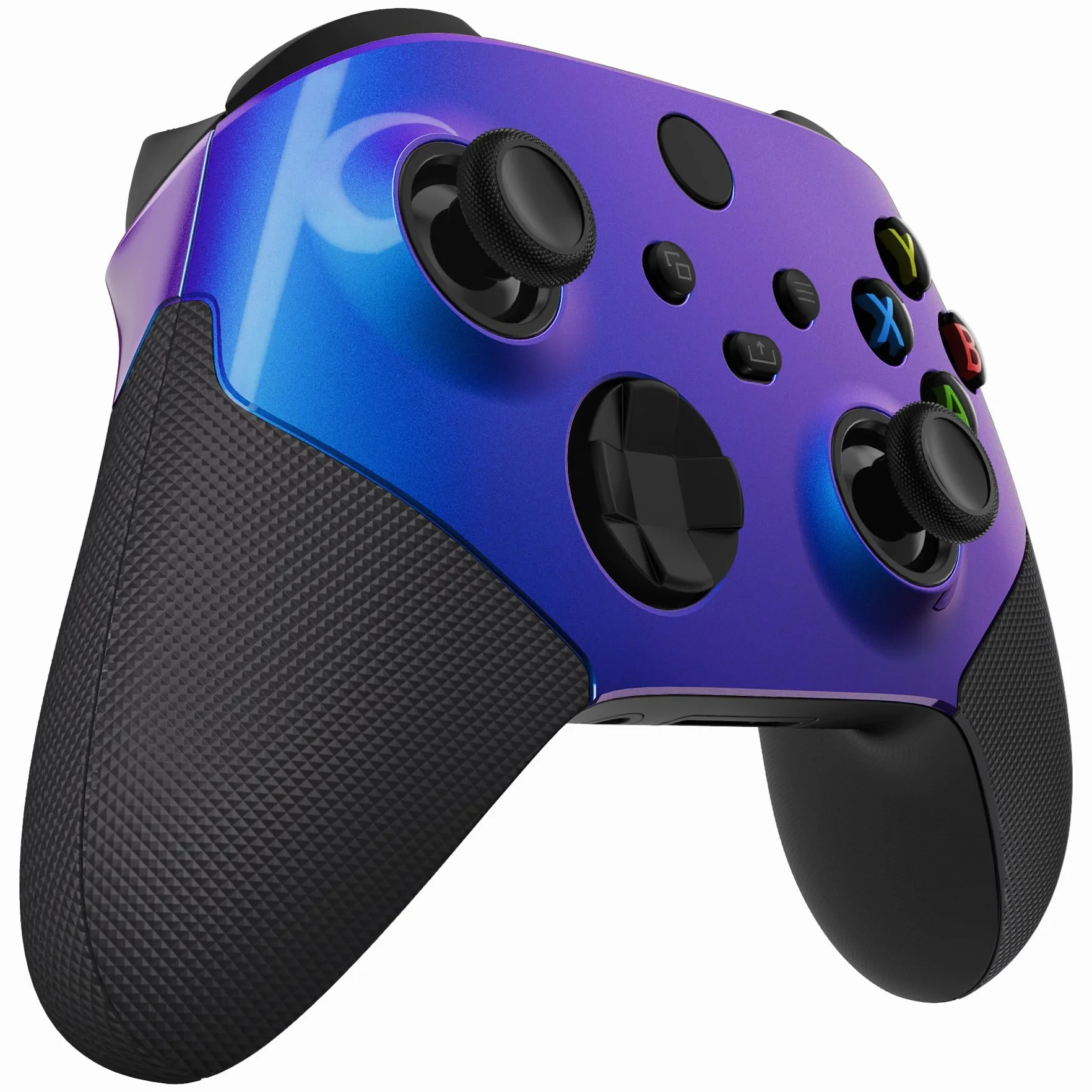 eXtremeRate Kameleon Fioletowy Niebieski ASR Wersja Wydajność Gumowane Szyny Boczne Przednia Obudowa dla Xbox Series X/S Controller z Pierścieniami Akcentującymi