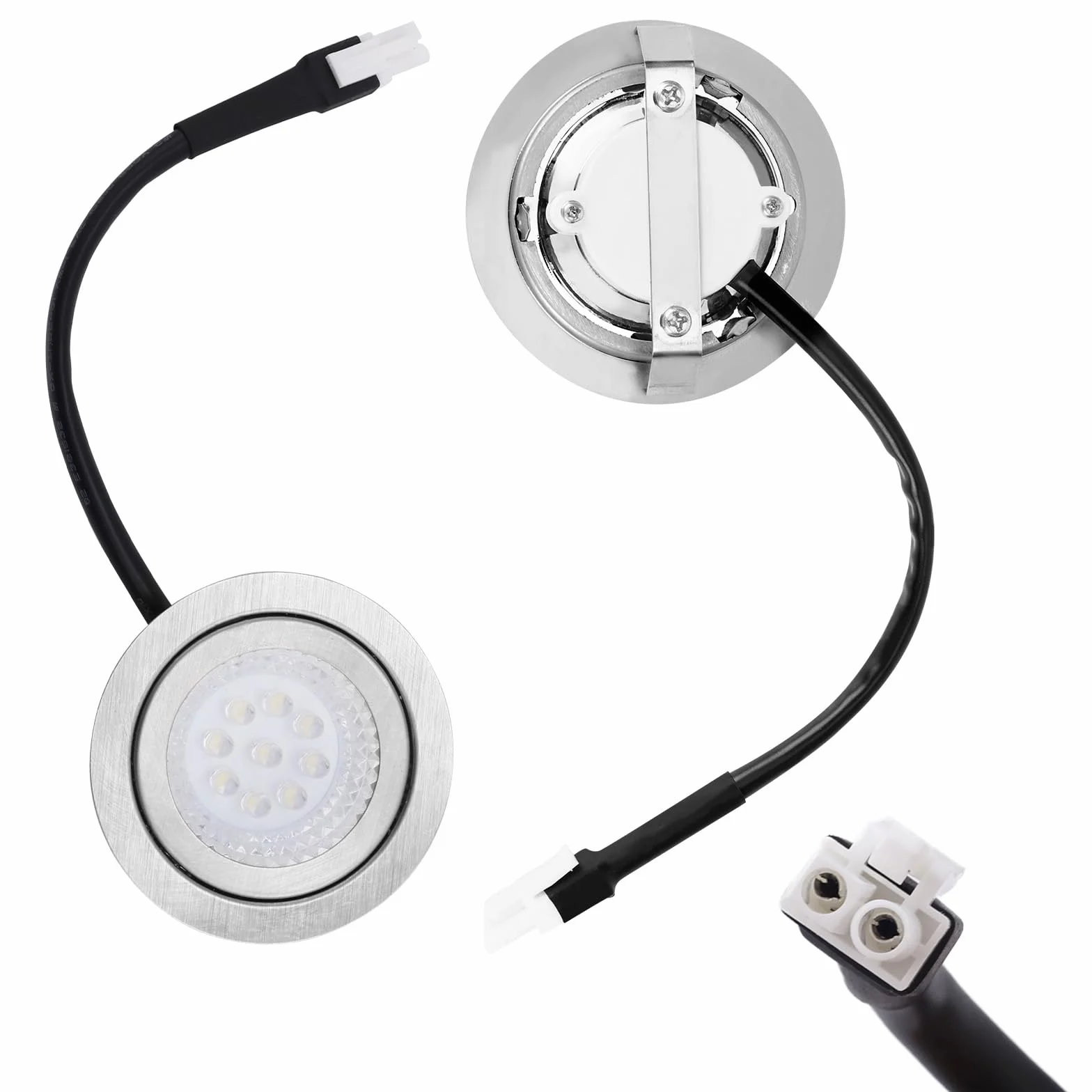 Wtyk Męski Okap LED 6,8cm DC 12V 6500K Stal Nierdzewna Akcesoria Oświetleniowe