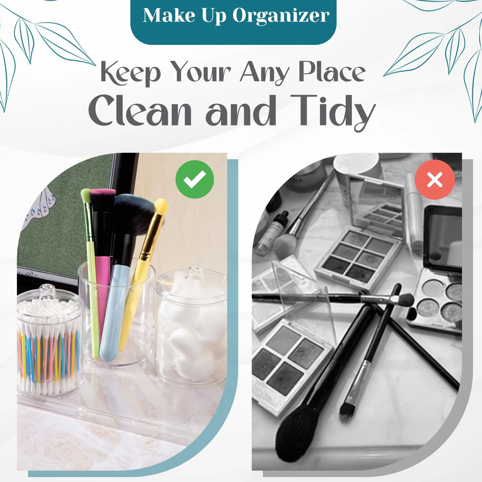 Qtip uchwyt, organizer do makijażu kosmetycznego, przezroczyste plastikowe słoiki z pokrywkami, dozownik wacików łazienkowych, 4 sztuki, brązowe pokrywki