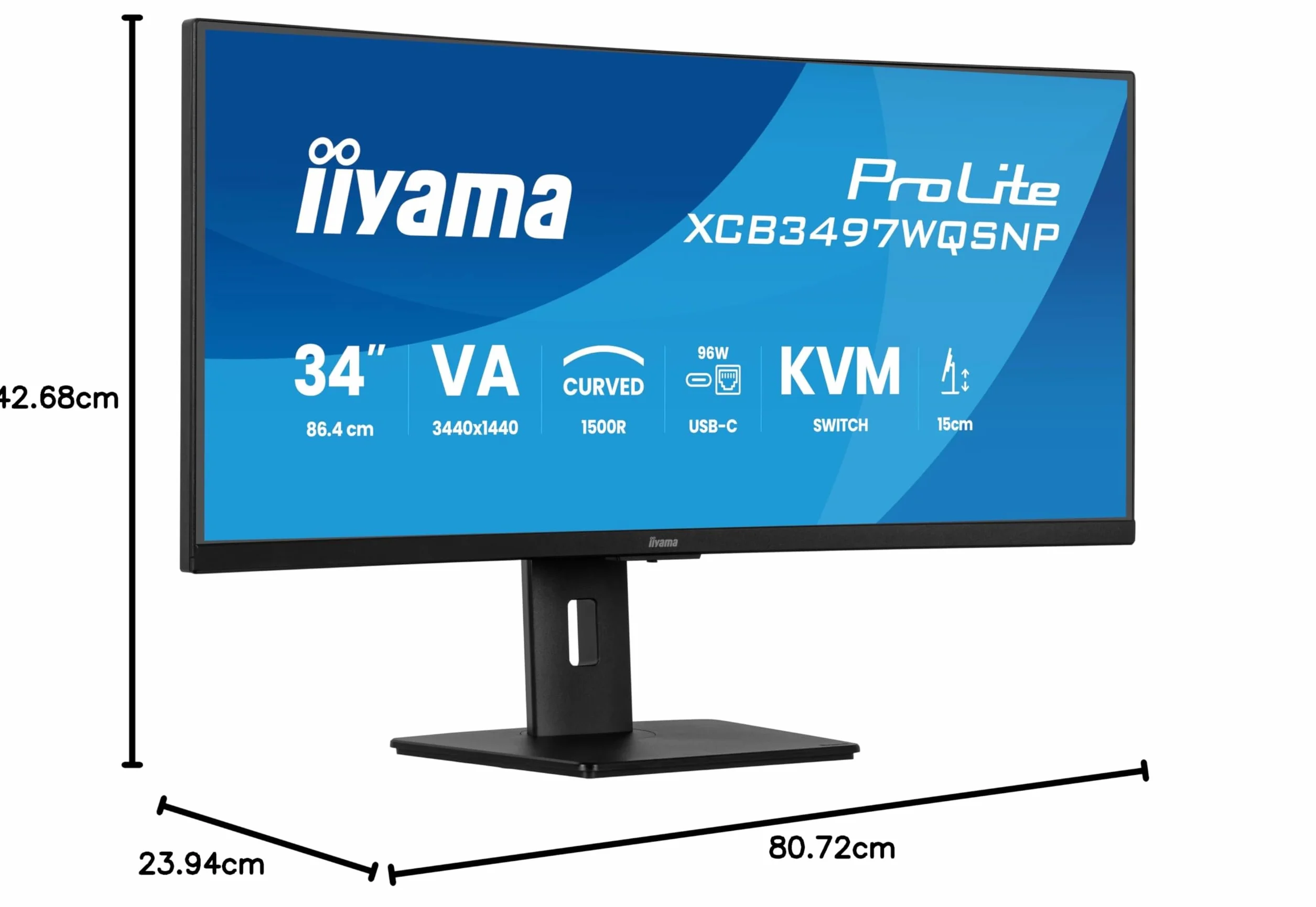 iiyama XCB3497WQSNP-B1 34", VA, 3440 x 1440/120 Hz, 2HDMI/1DP/1USBC, HAS, RJ45, PD95W, KVM