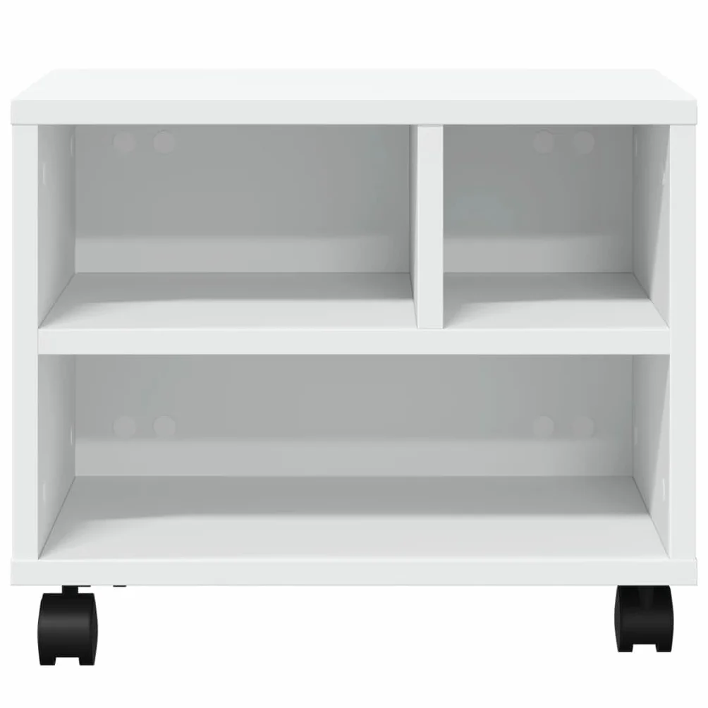 vidaXL Stojak pod drukarkę z kółkami biały 41x32x34,5 cm