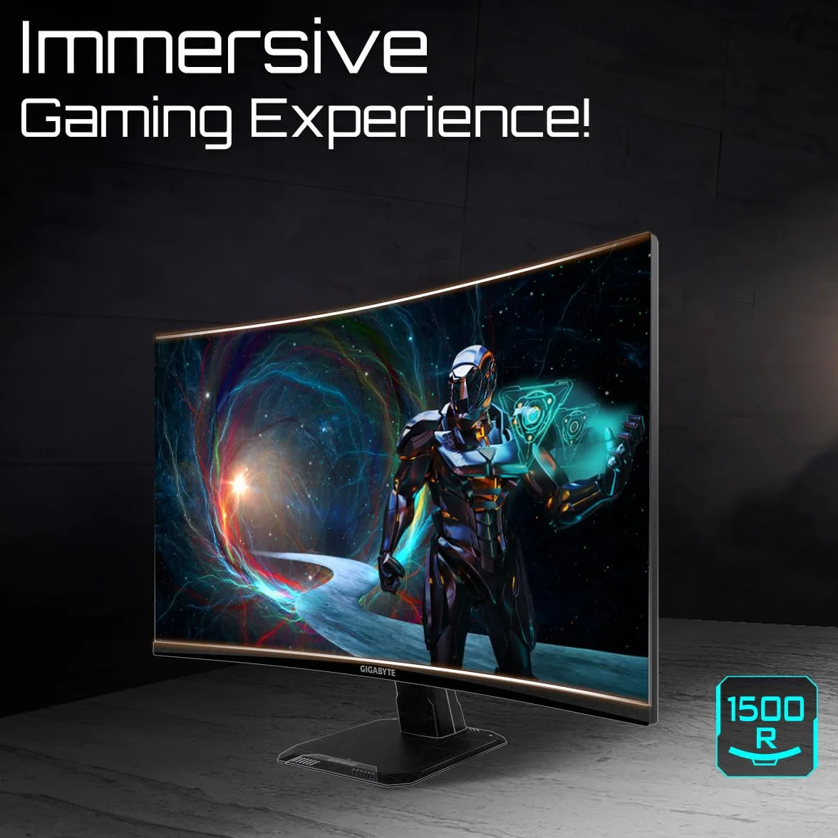 Gigabyte GS27QCA 27" Zakrzywiony monitor gier QHD - 2560 x 1440, 180Hz, 1ms, 250 CD/m², FreeSync, HDR Ready, HDMI 2.0, DisplayPort 1.4