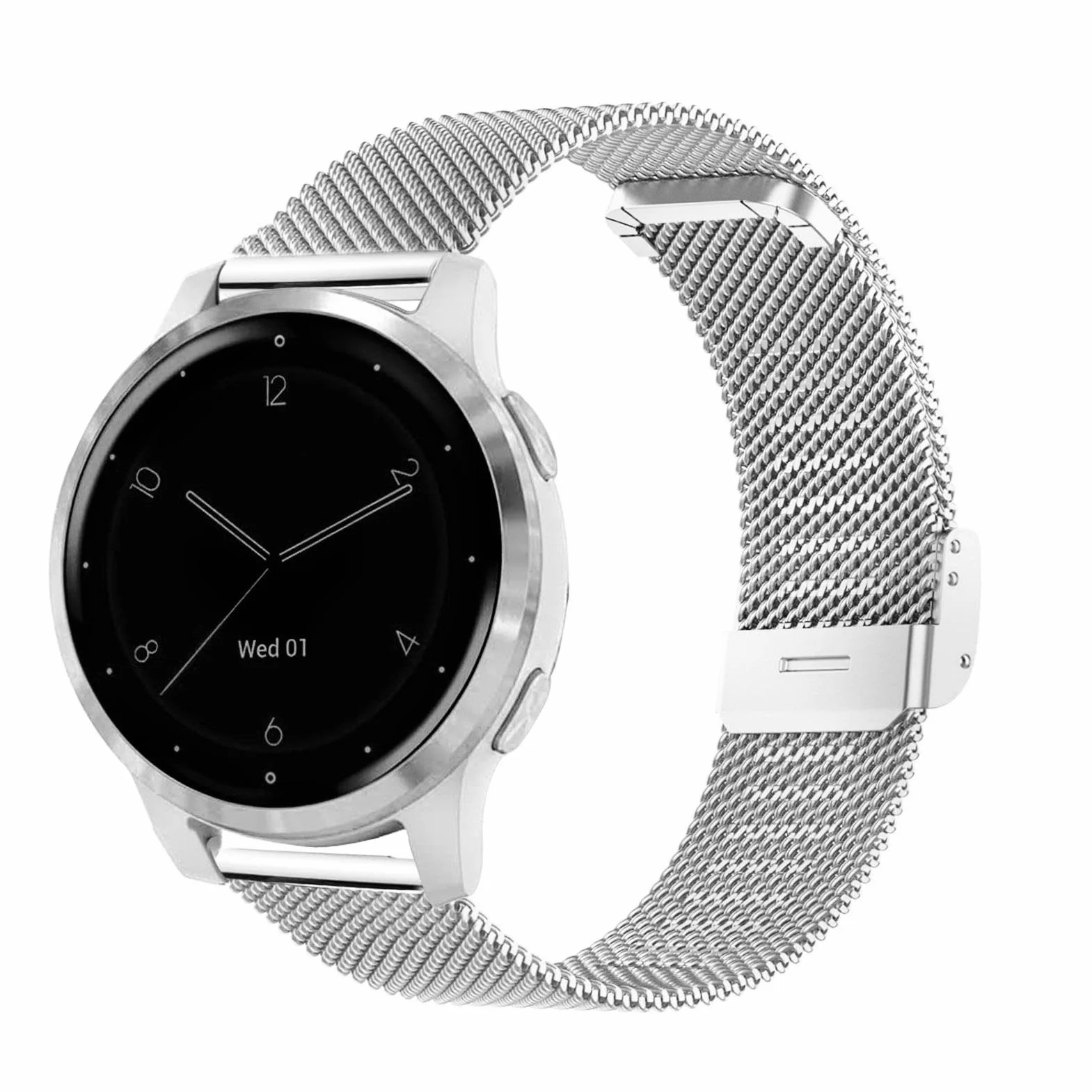 YOOSIDE Bransoletka do zegarka Garmin Venu 3S / Vivoactive 4S / Vivomove 3S / Venu 2S, stal nierdzewna, oczko metalowe, 18 mm, zapasowy pasek do Forerunner 255S / 265S