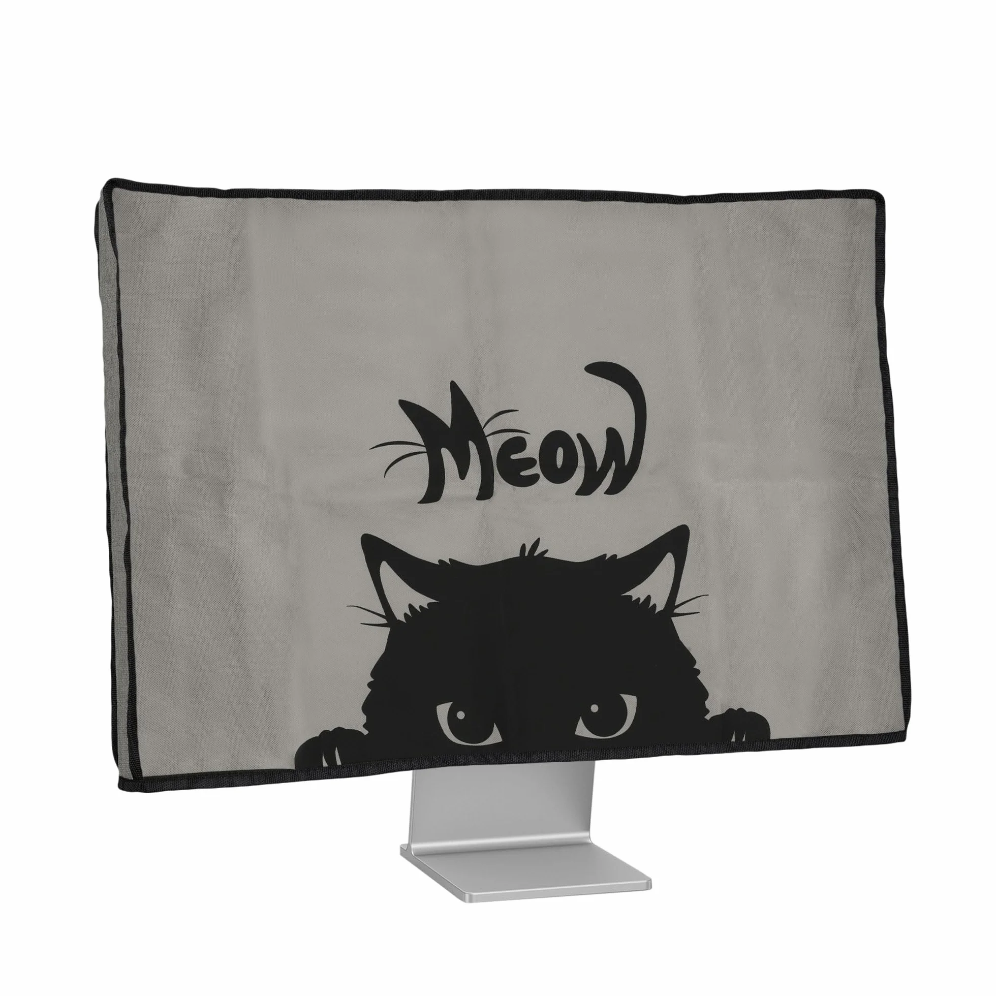 kwmobile Pokrowiec na monitor komputerowy kompatybilny z monitorami 31-32", Meow Cat szary/czarny