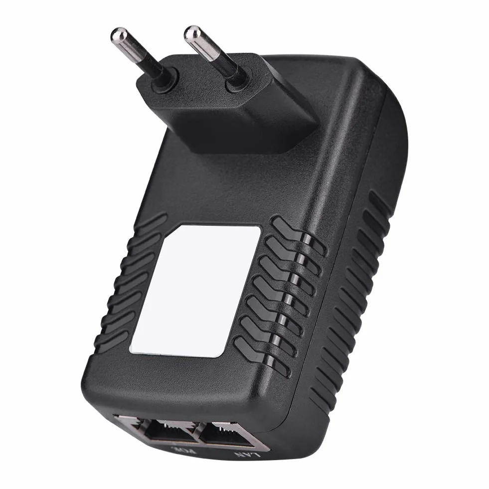 Adapter Poe Zasilacz Poe Czarny 48V 0.5A Ścienny Wtryskiwacz Poe Adapter Ethernet Telefon Ip Zasilacz Kamery Wtyczka Brytyjska