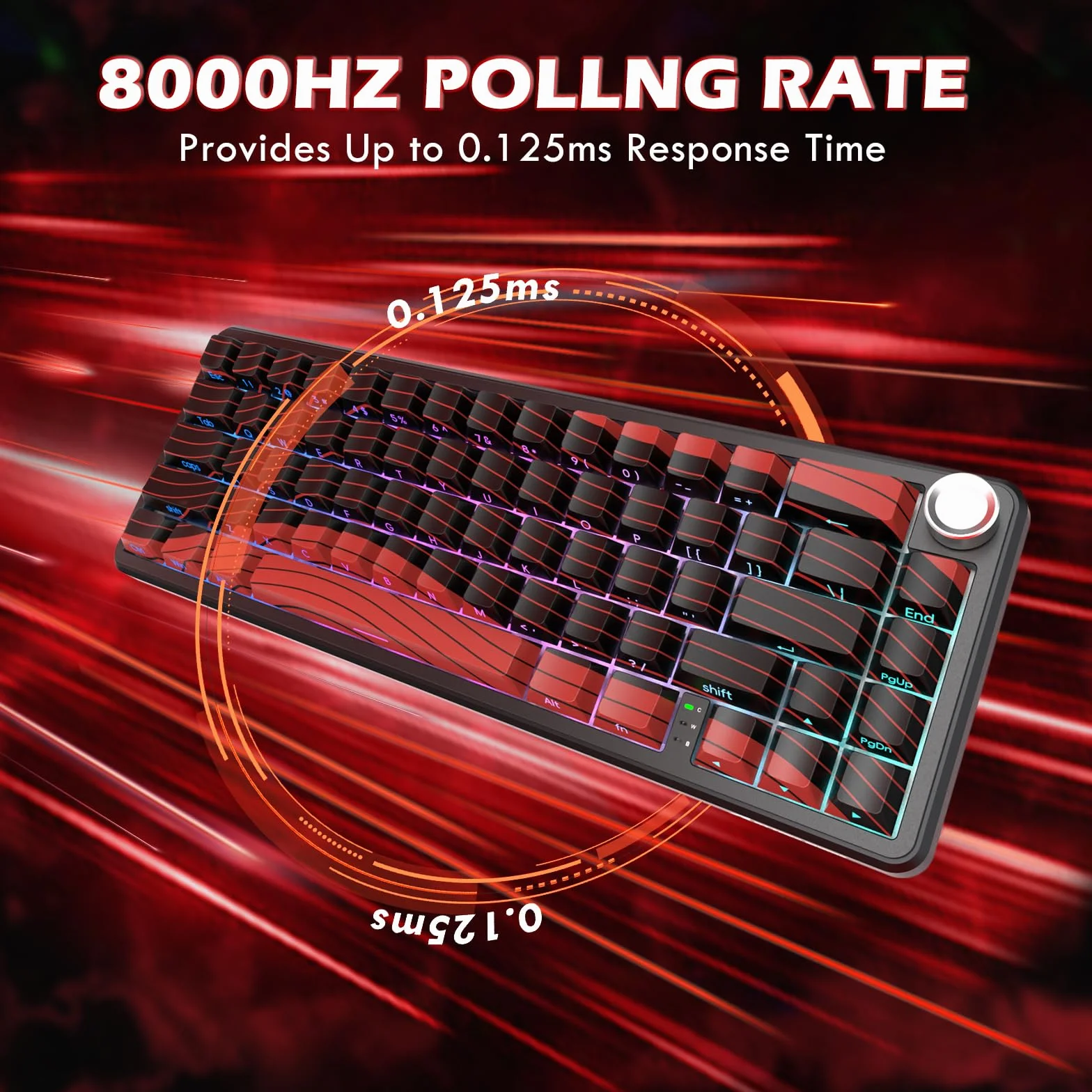 MAMBASNAKE X ATTACK SHARK X65PRO HE Szybki Trigger Klawiatura z X11 Gaming Myszka Komplet, Magnetyczny Przełącznik, Dokładność RT 0.01mm 8 kHz, BT/2.4G/USB-C, Magnetyczna Stacja Ładowania - Czerwony